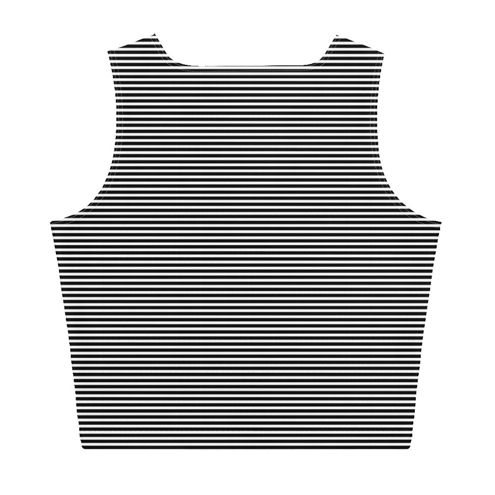 Crop Top Black and White Narrow Stripes