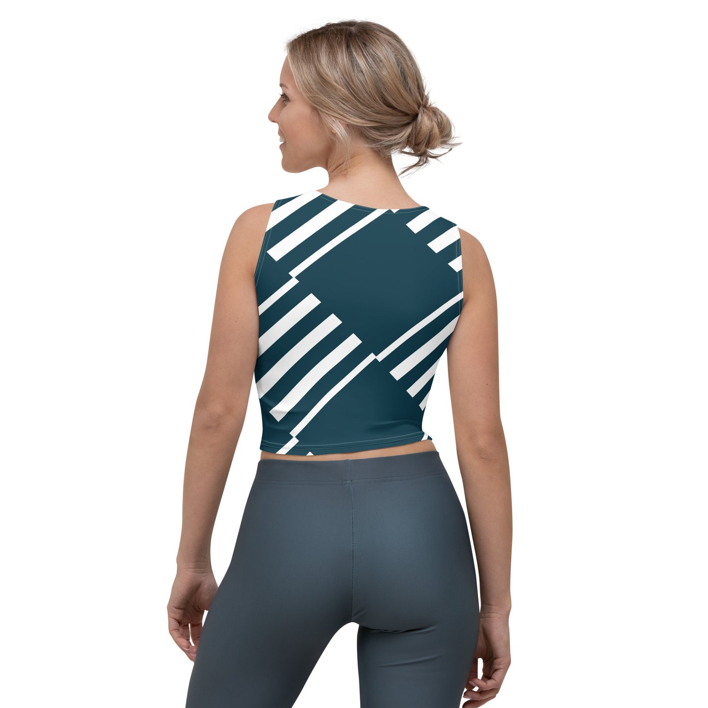 Crop Top Love Pattern Stripes Blue Whale