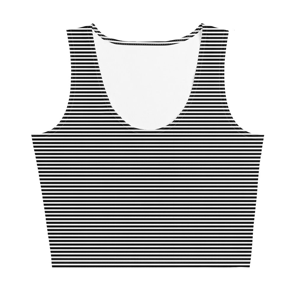 Crop Top Black and White Narrow Stripes