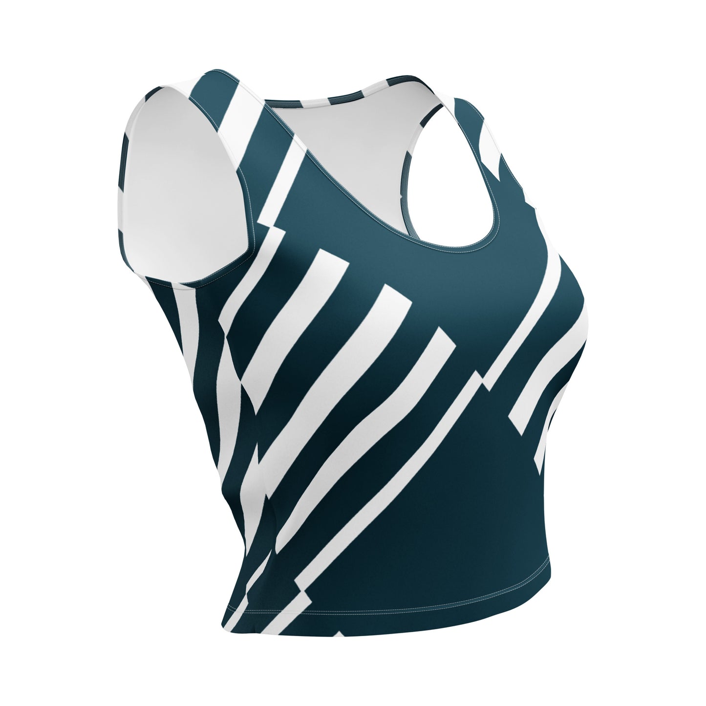 Crop Top Love Pattern Stripes Blue Whale