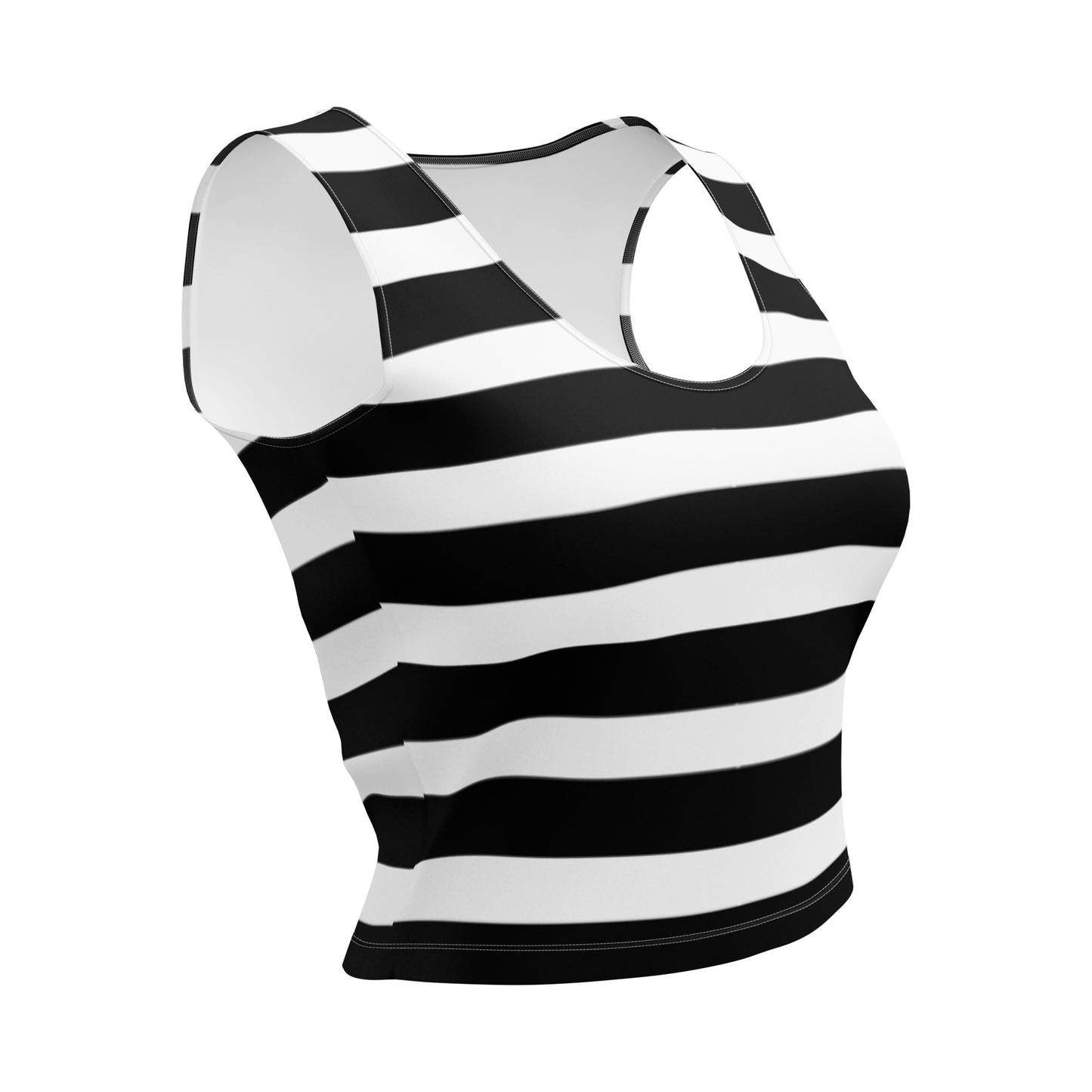Crop Top Black and White Wide Stripes