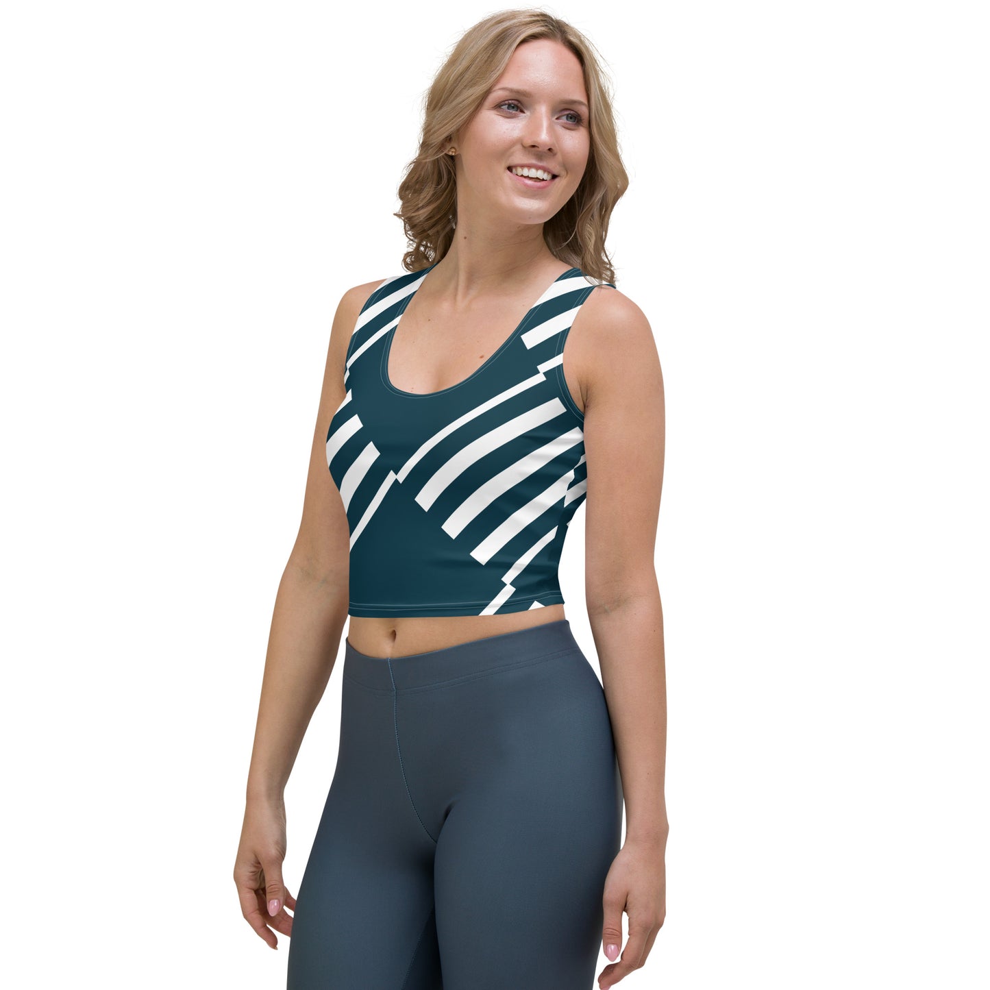 Crop Top Love Pattern Stripes Blue Whale