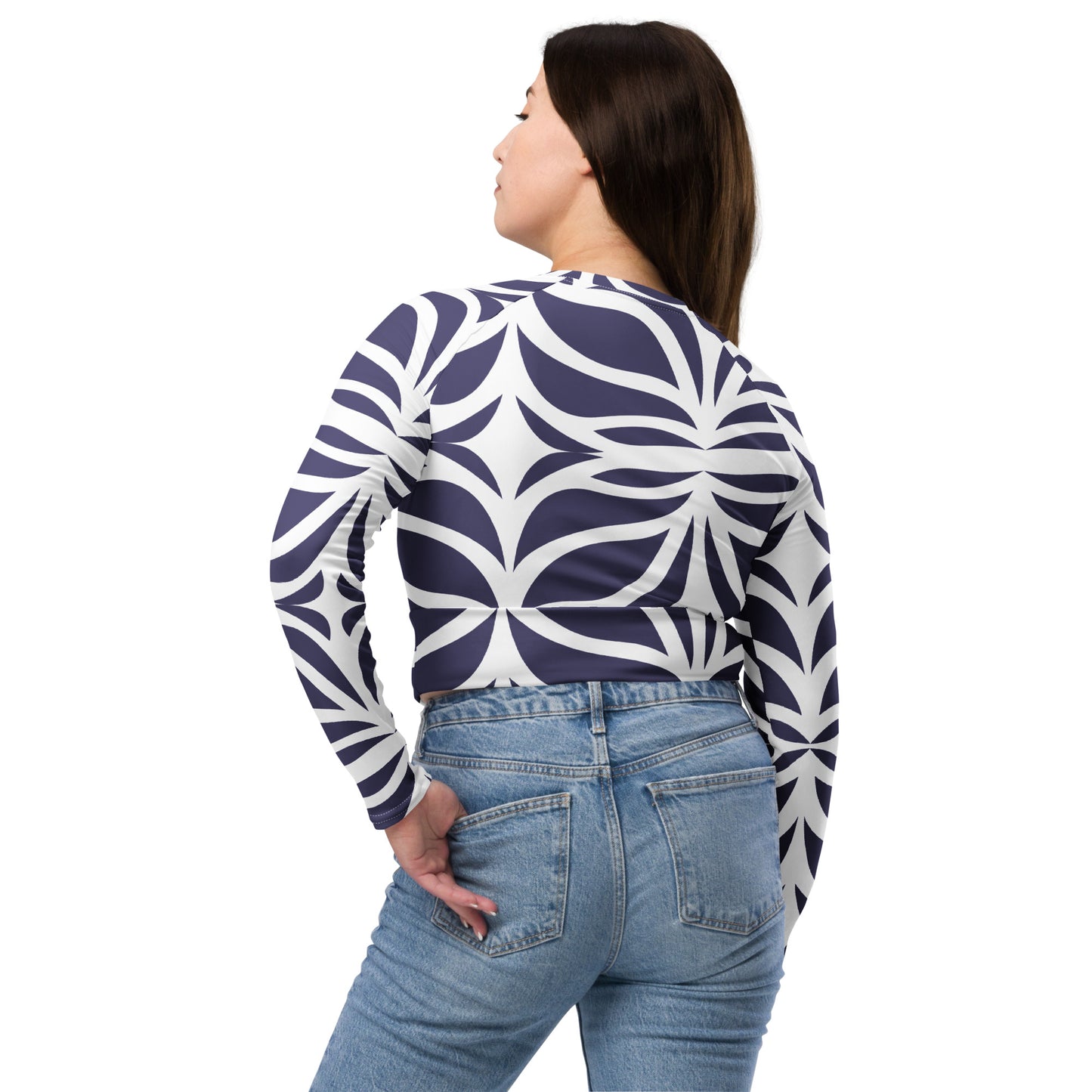Recycled long-sleeve crop top