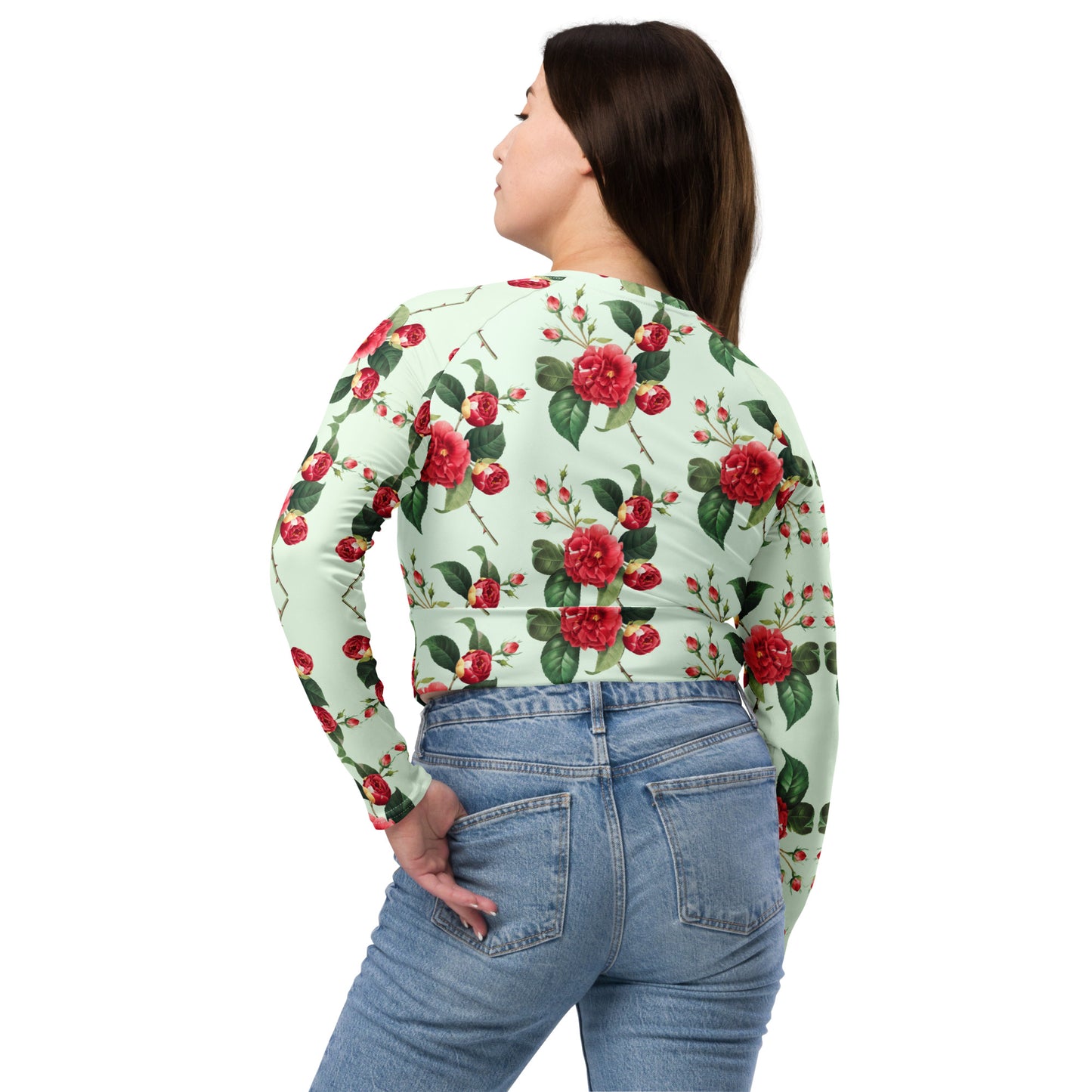Recycled long-sleeve crop top