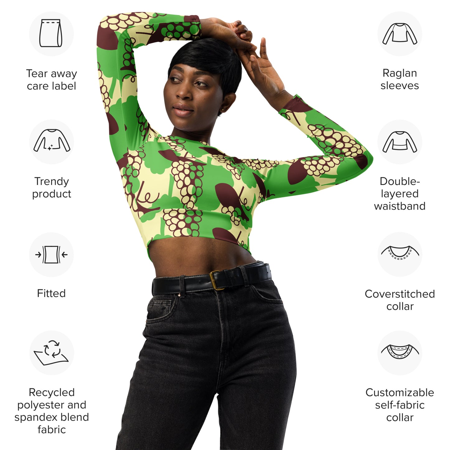 Recycled long-sleeve crop top