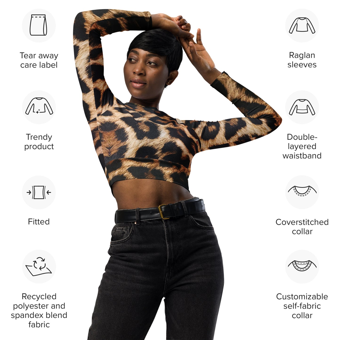 Recycled long-sleeve crop top
