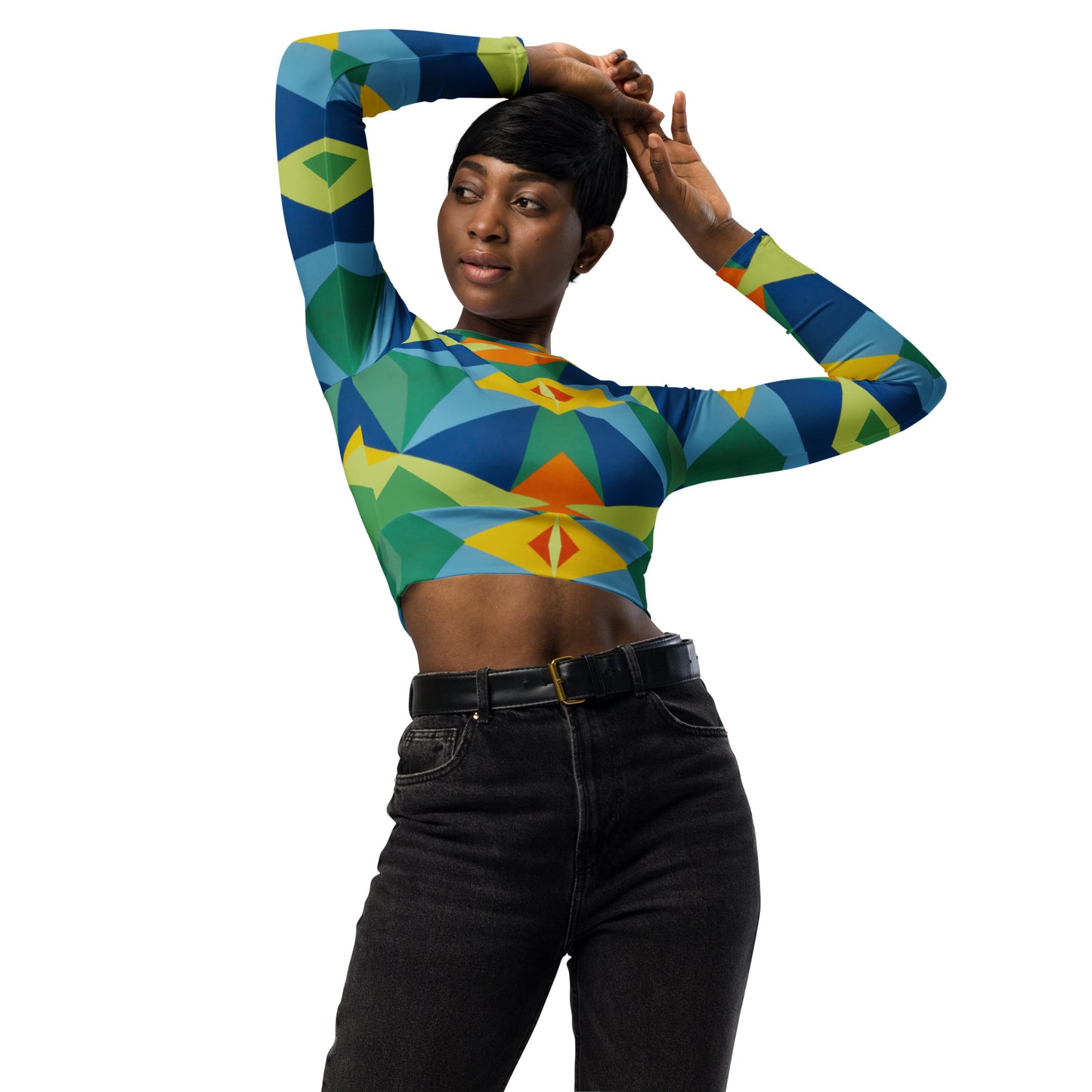 Recycled long-sleeve crop top
