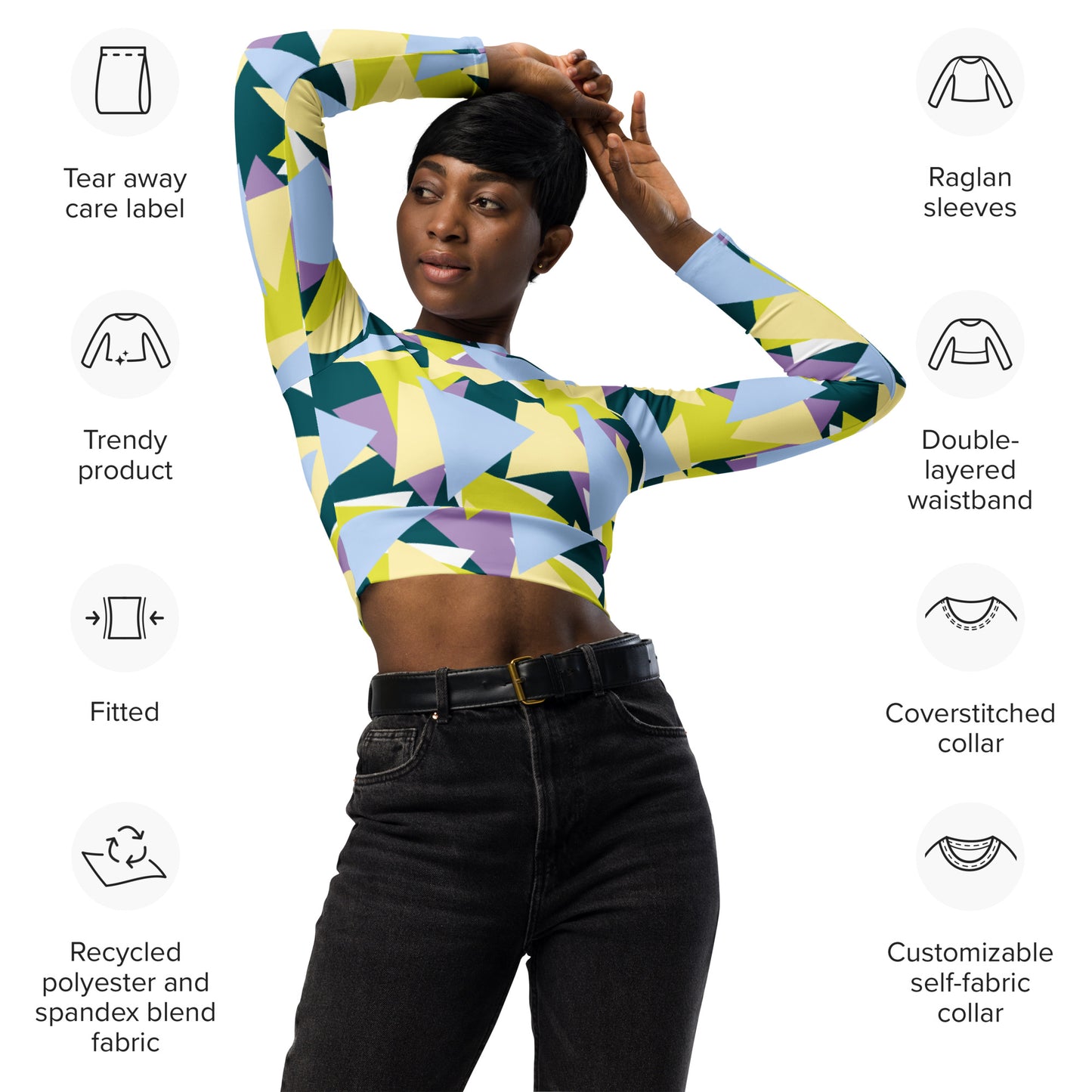 Recycled long-sleeve crop top
