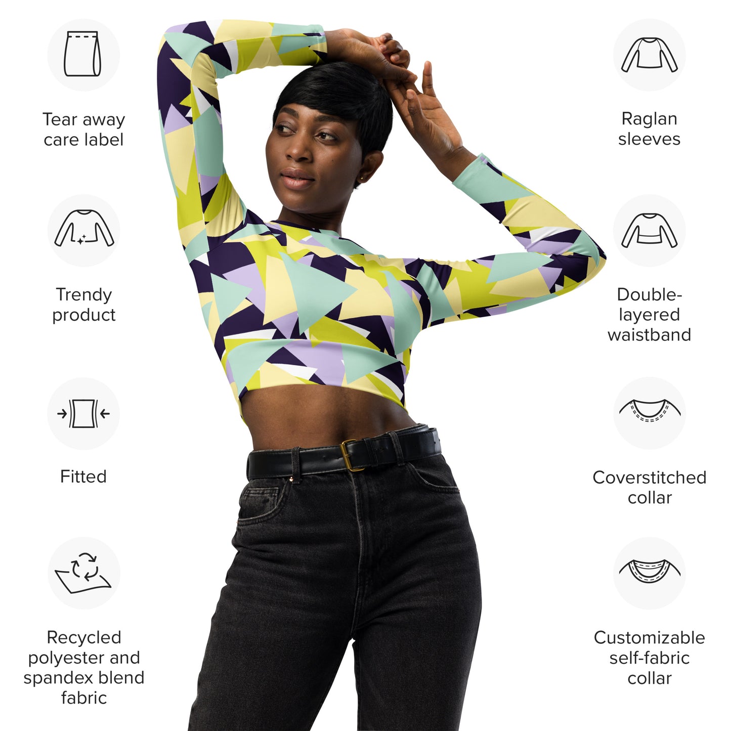 Recycled long-sleeve crop top