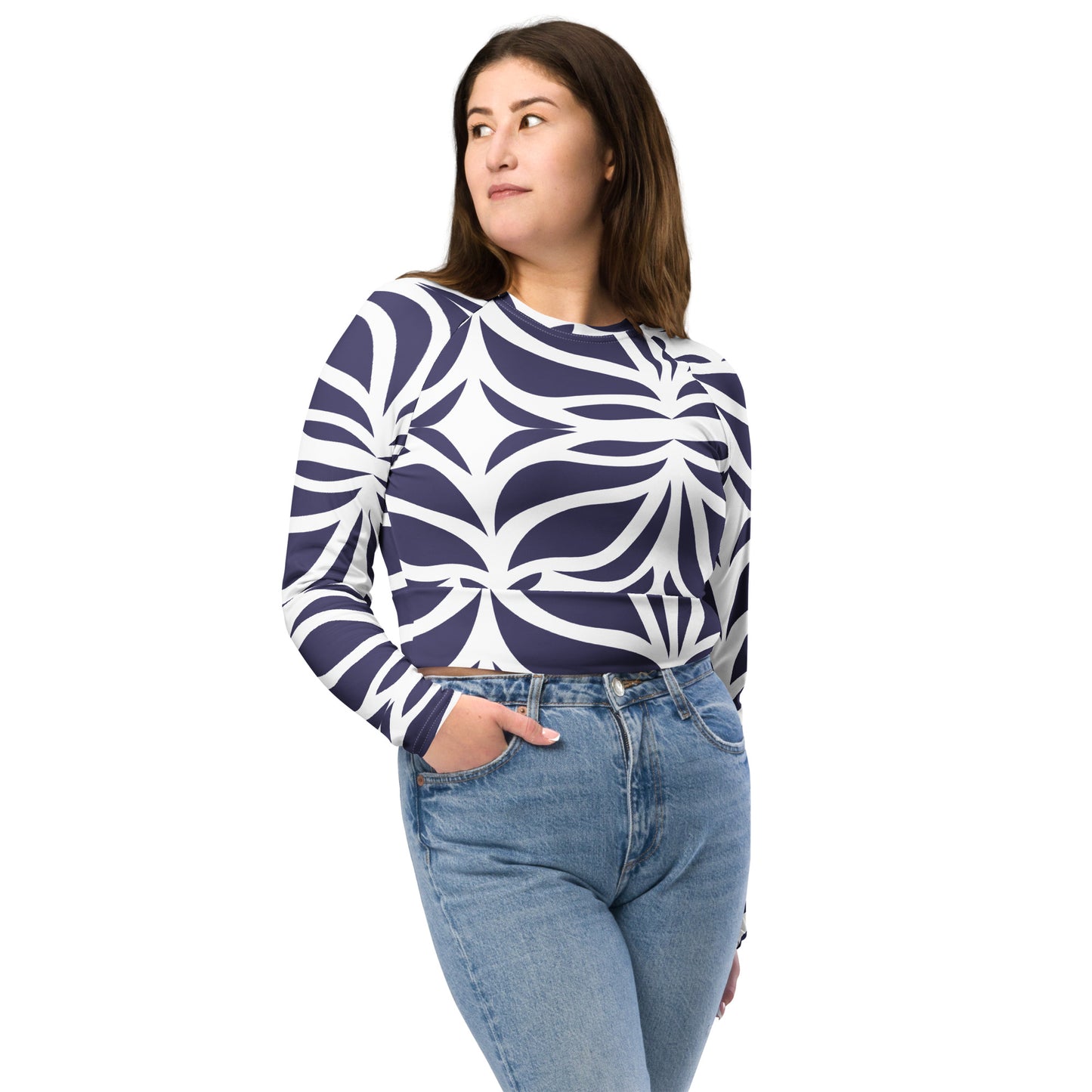 Recycled long-sleeve crop top