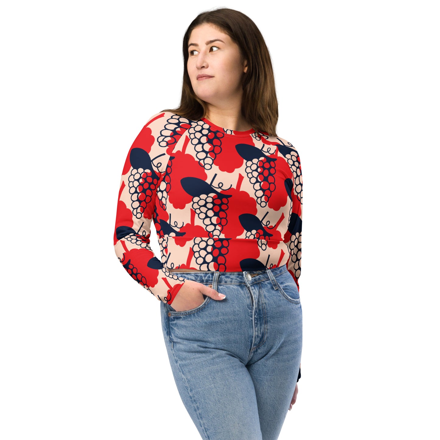 Recycled long-sleeve crop top