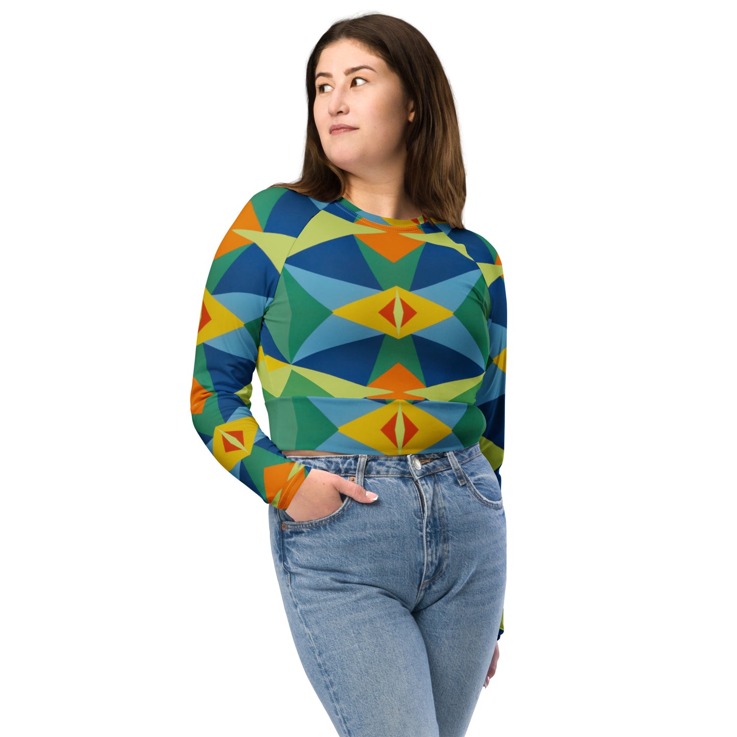 Recycled long-sleeve crop top