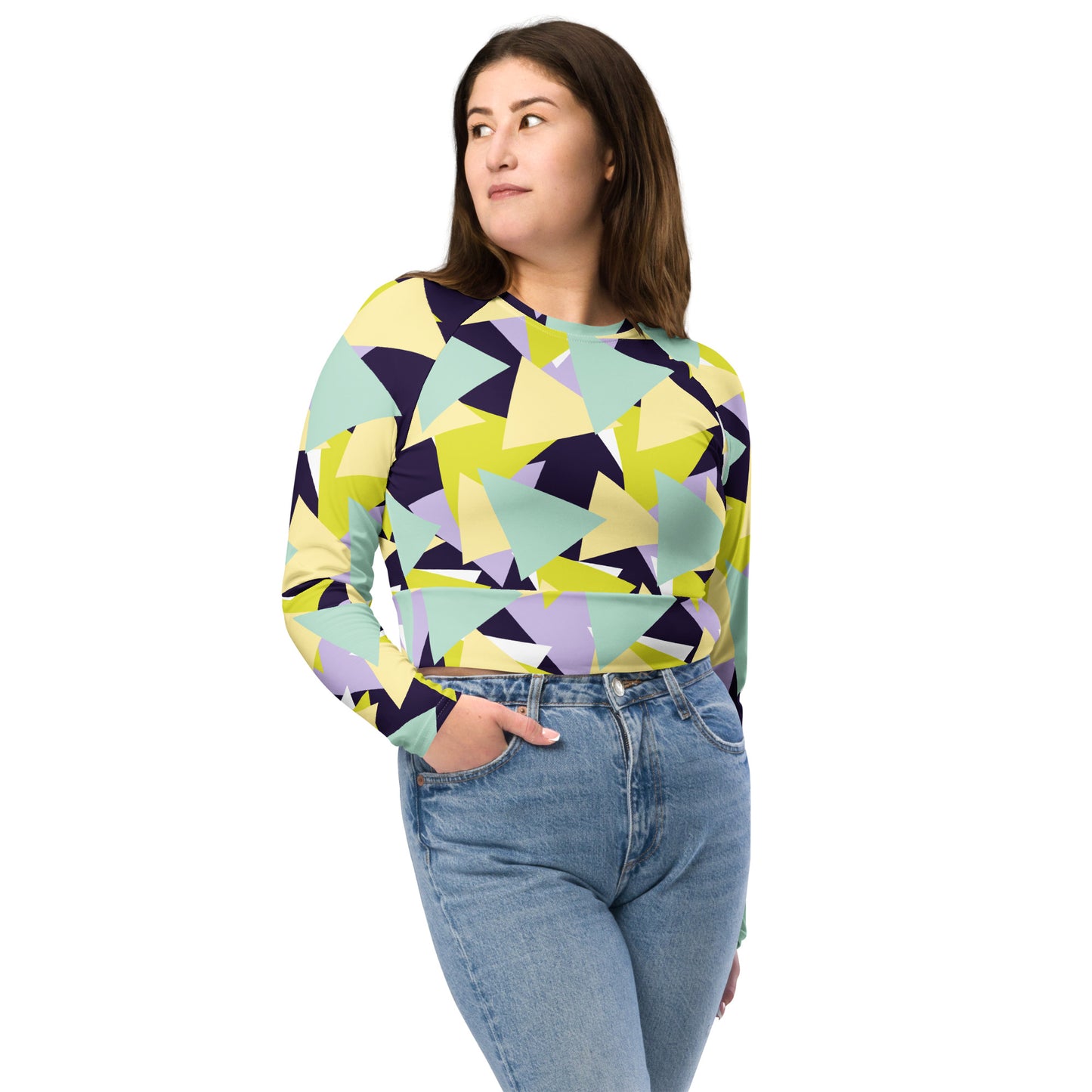 Recycled long-sleeve crop top