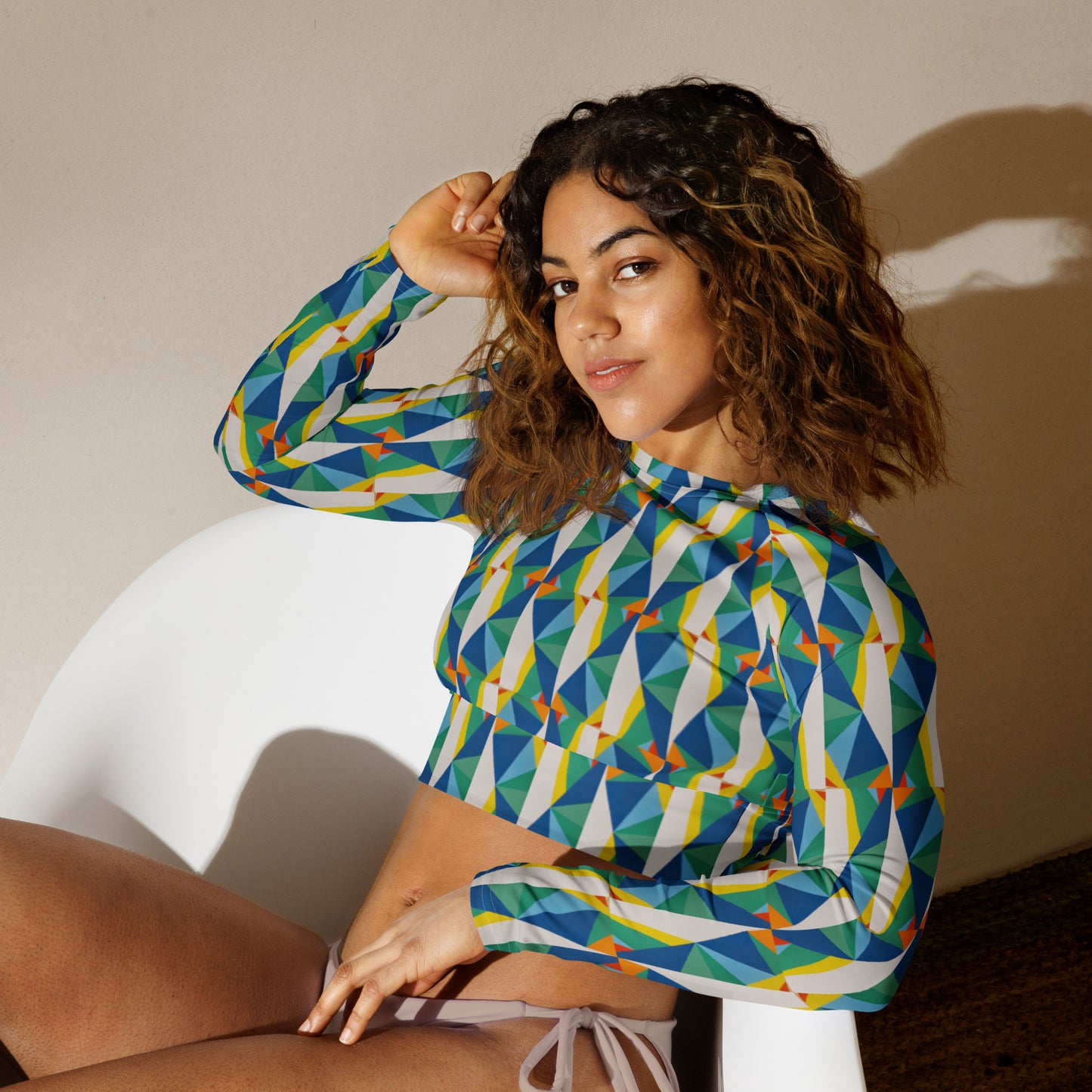 Recycled long-sleeve crop top