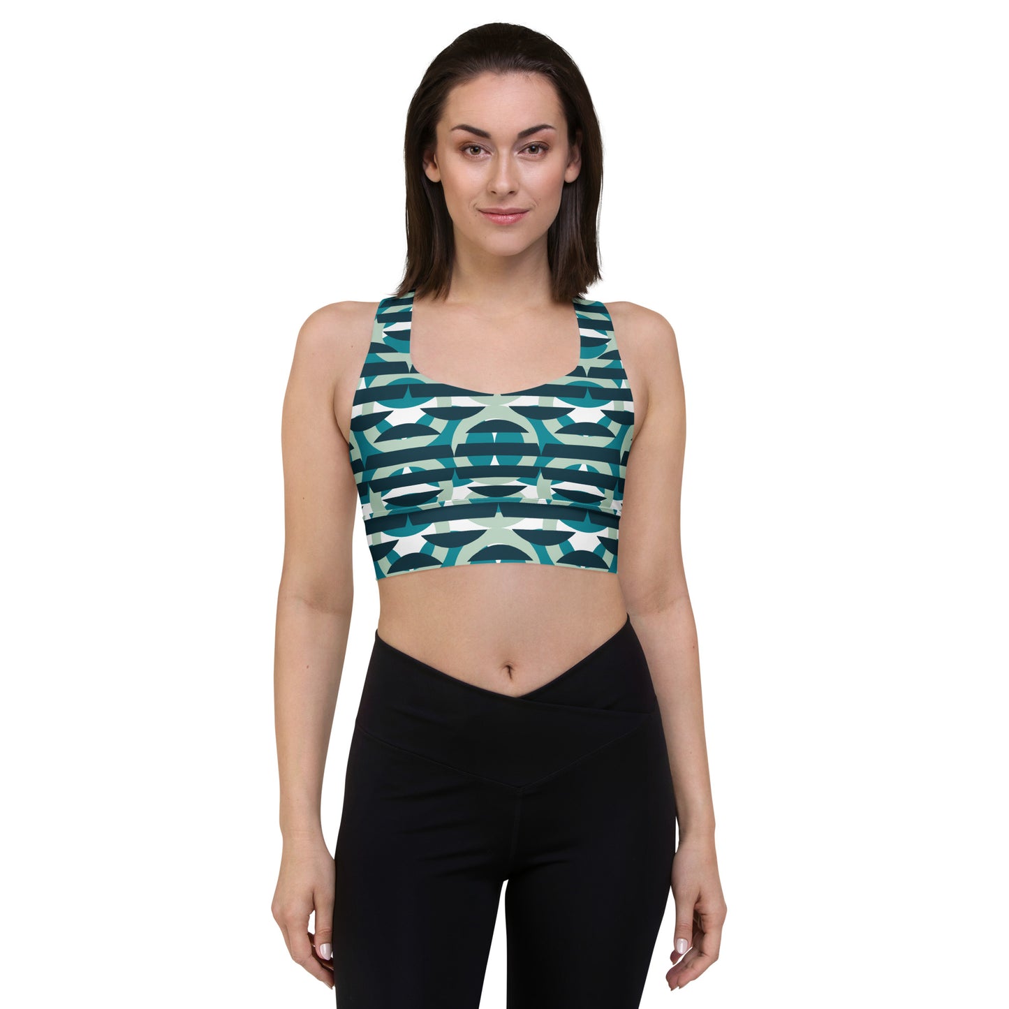 All-Over Print Recycled Longline Sports Bra