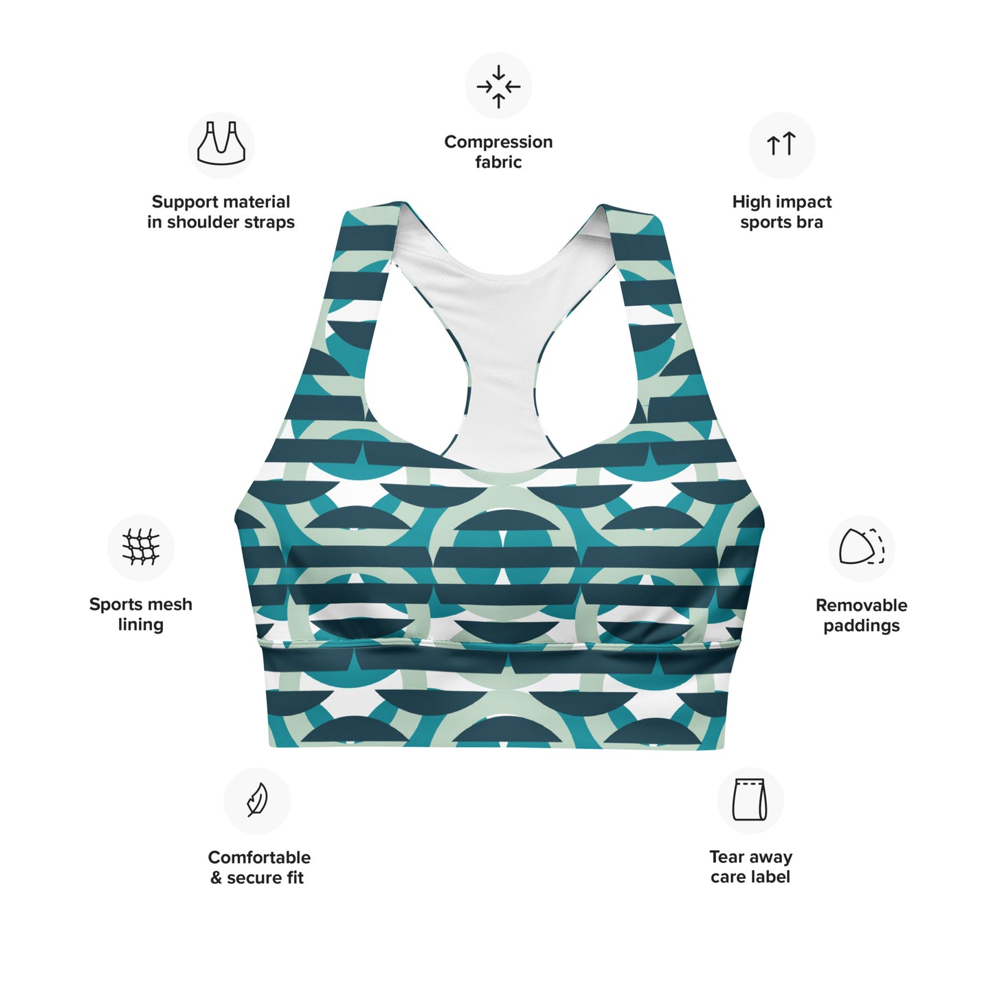 All-Over Print Recycled Longline Sports Bra