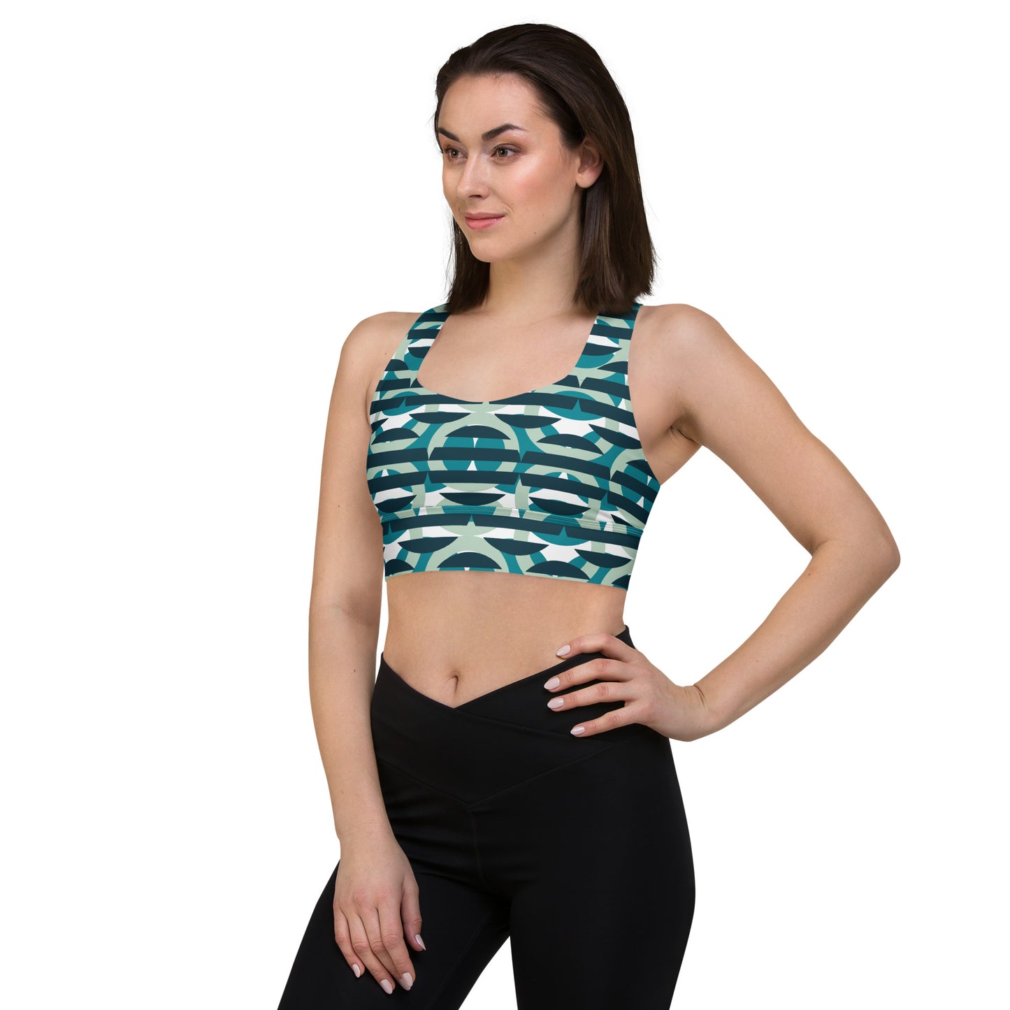 All-Over Print Recycled Longline Sports Bra