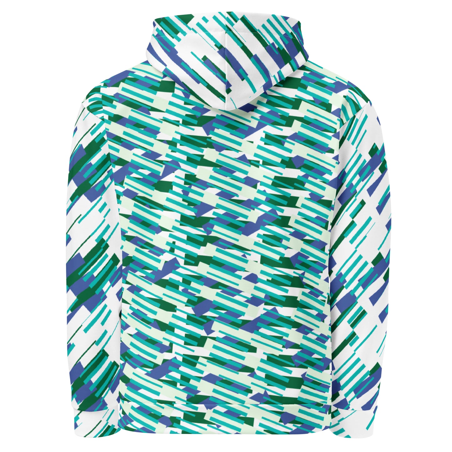 All-Over Print Unisex Hoodie Abstract Geometric Pattern - Teal & Royal Blue