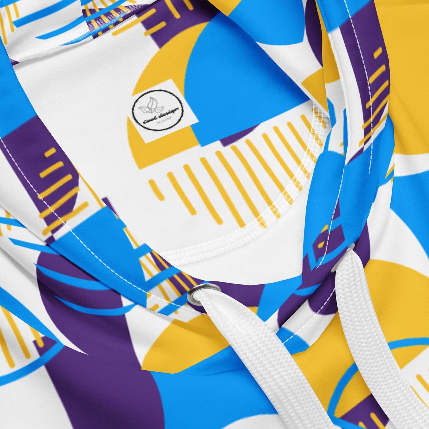 All-Over Print Unisex Hoodie Bold Geometric - Yellow, Purple & Blue
