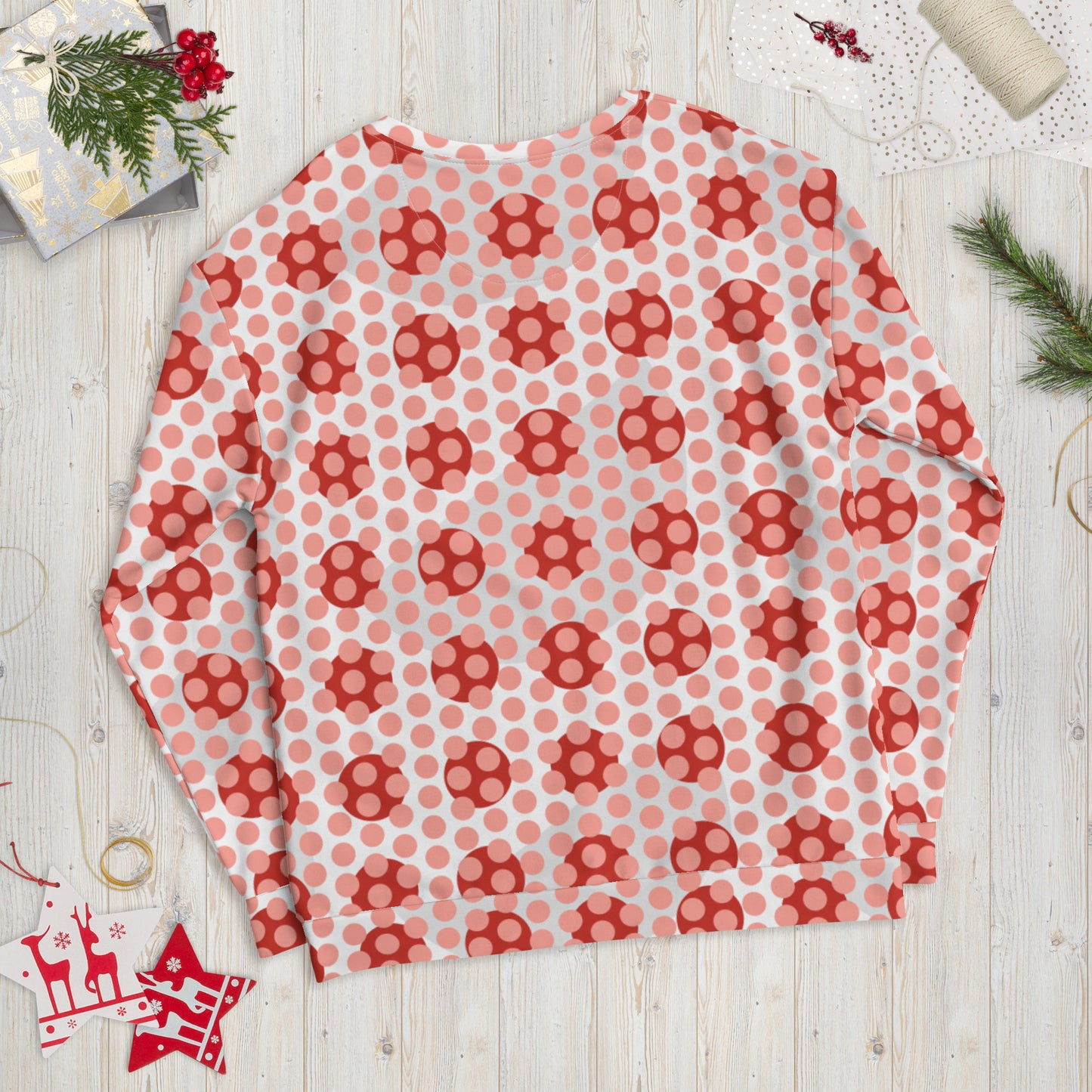All-Over Print Recycled Unisex Sweatshirt Polka-dot Rose Bud for Women