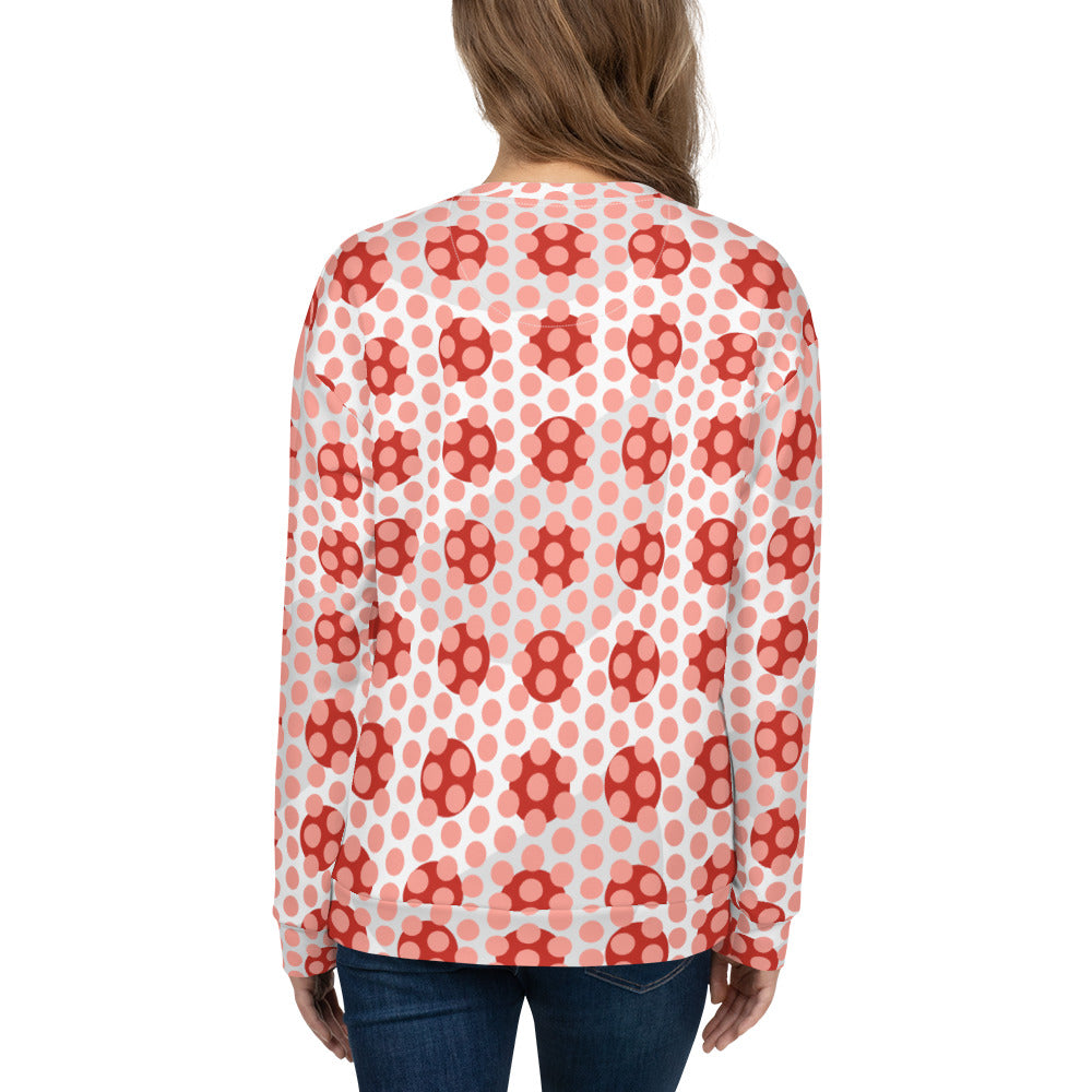 All-Over Print Recycled Unisex Sweatshirt Polka-dot Rose Bud for Women