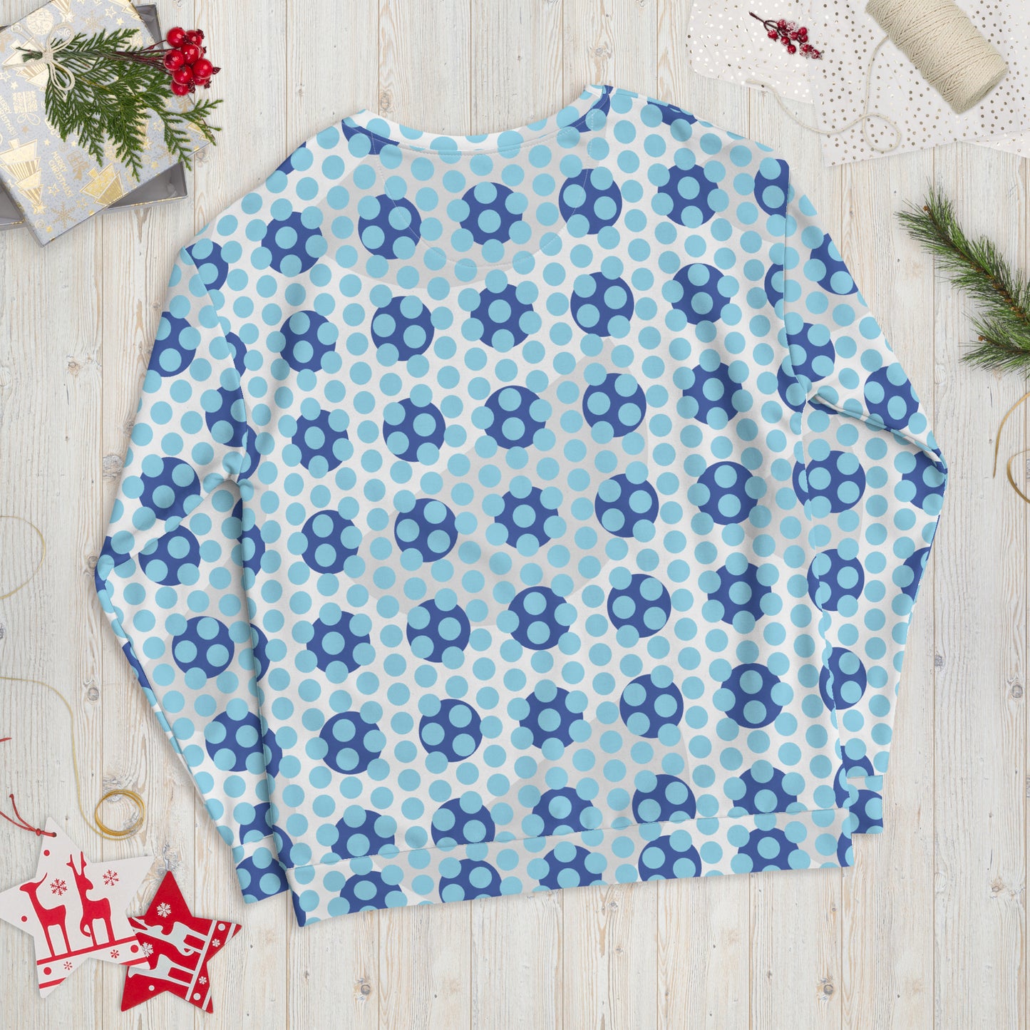 All-Over Print Recycled Unisex Sweatshirt Polka-dot Columbia Blue for Woman