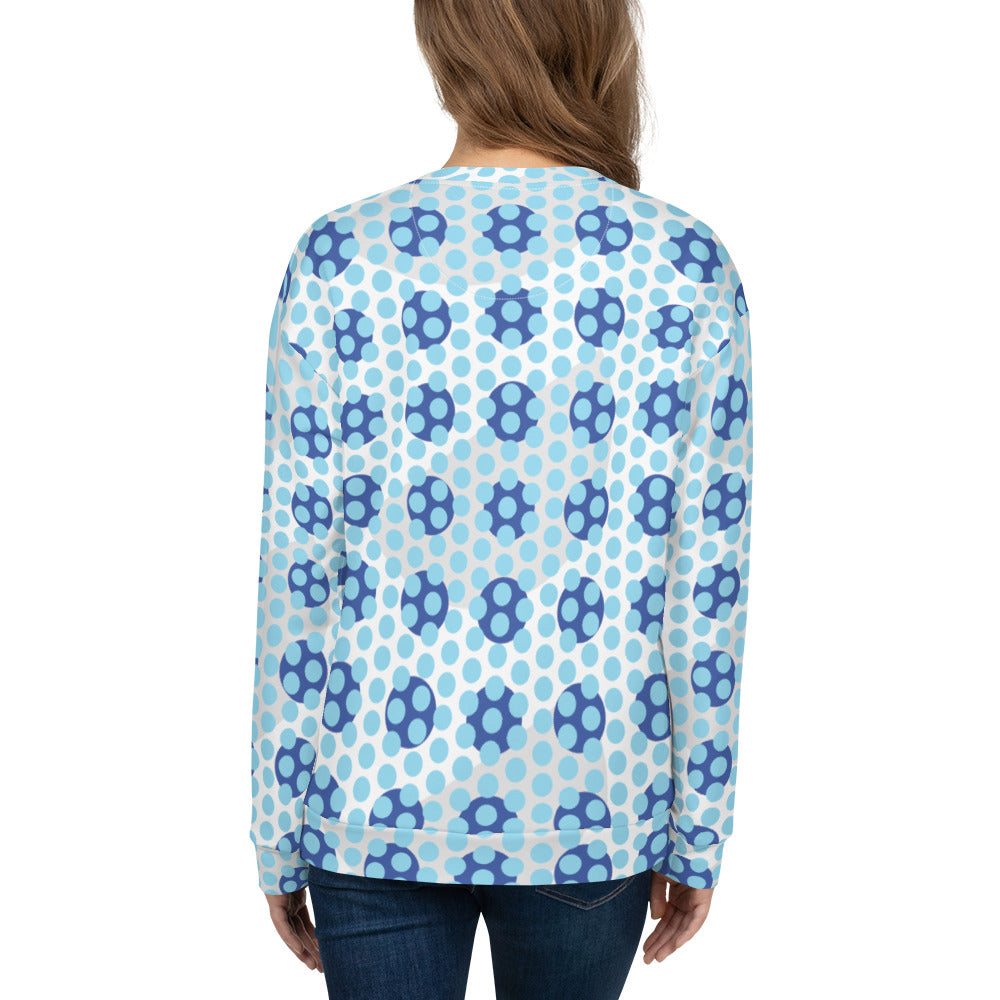 All-Over Print Recycled Unisex Sweatshirt Polka-dot Columbia Blue for Woman