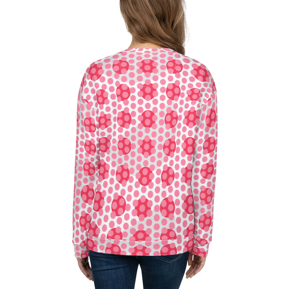 All-Over Print Recycled Unisex Sweatshirt Polka-dot Tickle Me Pink for Women