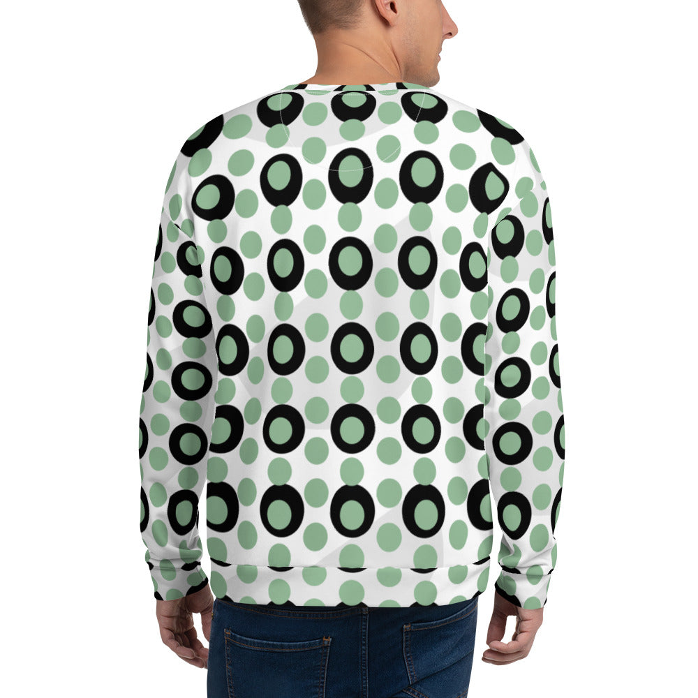 All-Over Print Recycled Unisex Sweatshirt Circles Dark Sea Green for Men