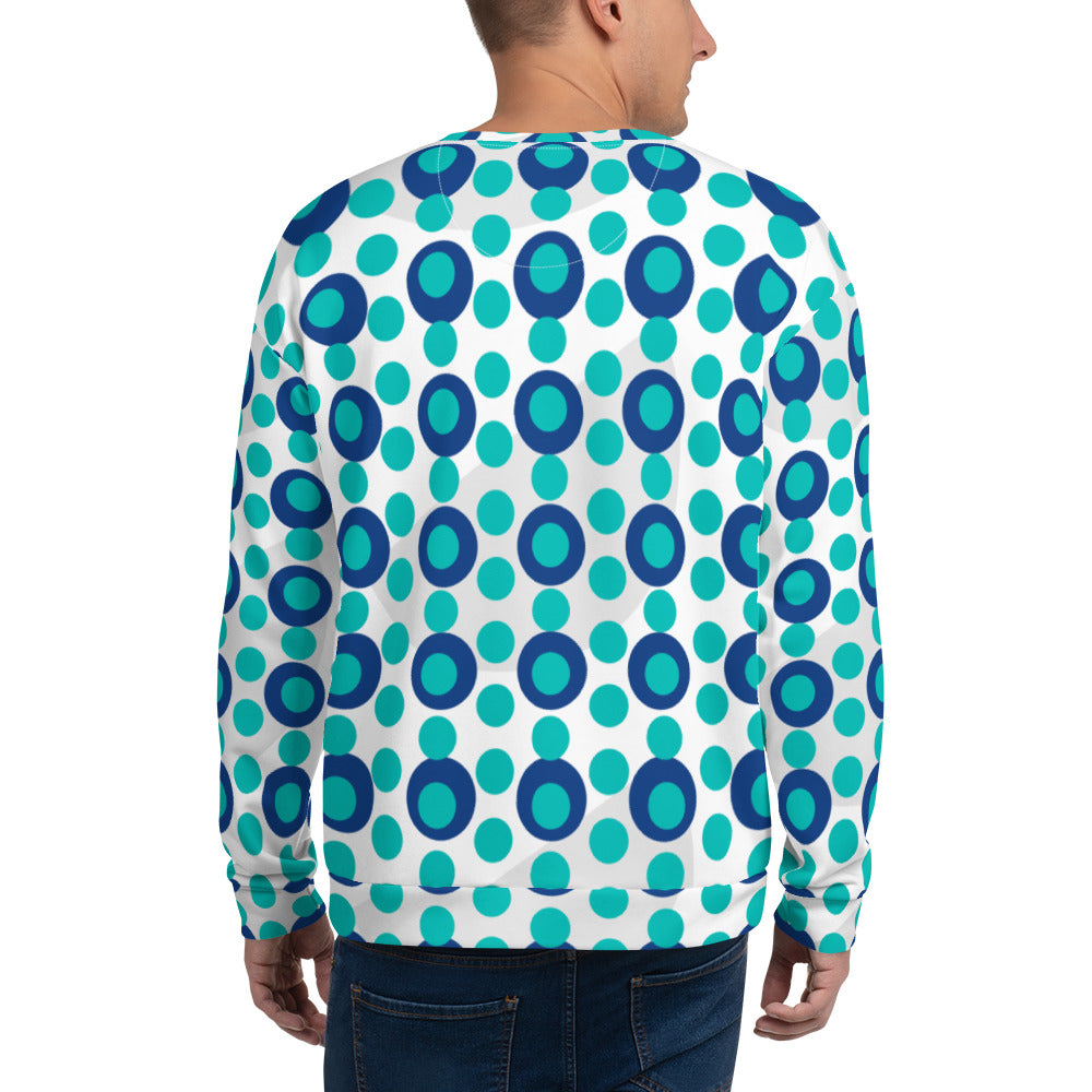 All-Over Print Recycled Unisex Sweatshirt Circles Iris Blue for Man