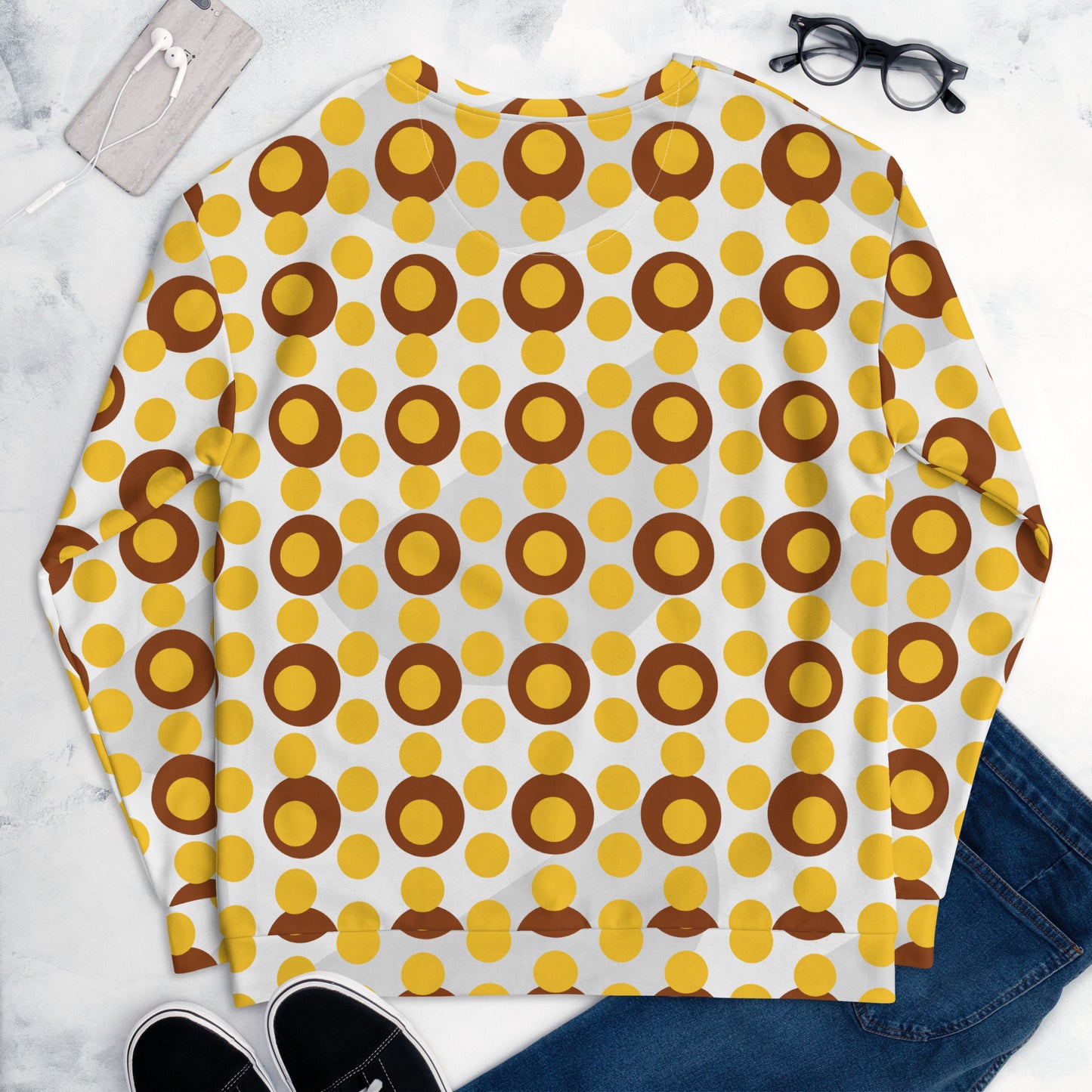 All-Over Print Recycled Unisex Sweatshirt Circles Yellow for Man