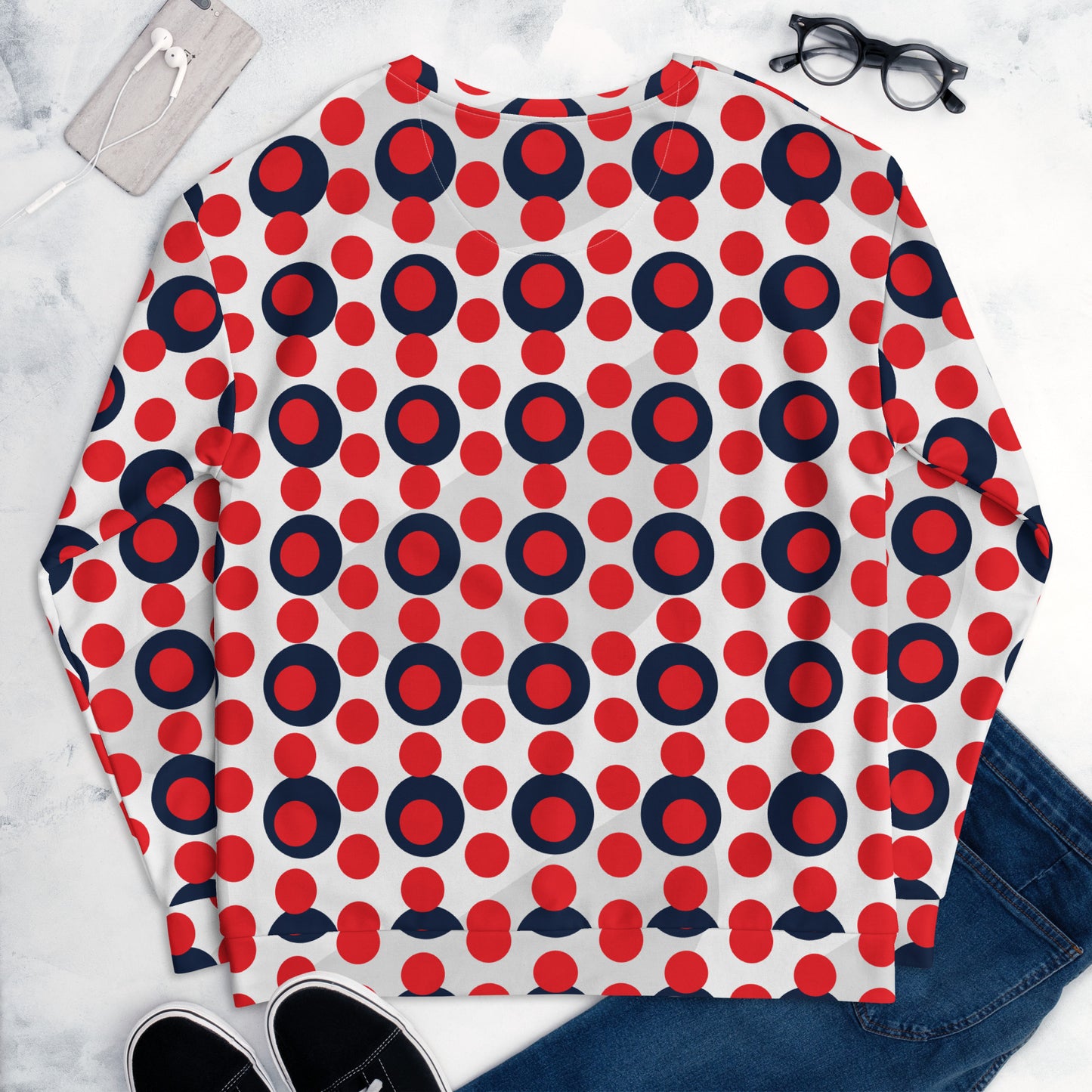 All-Over Print Recycled Unisex Sweatshirt Circle Alizarin for Man