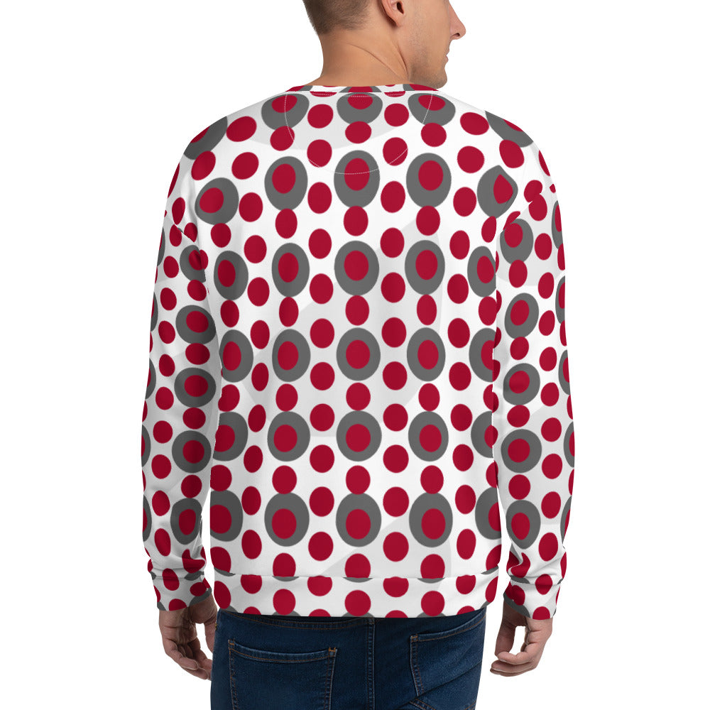 All-Over Print Recycled Unisex Sweatshirt Circles Carmine for Man
