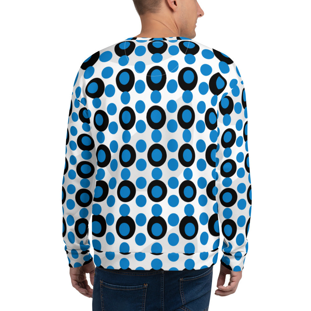All-Over Print Recycled Unisex Sweatshirt Circles Navy Blue for Man