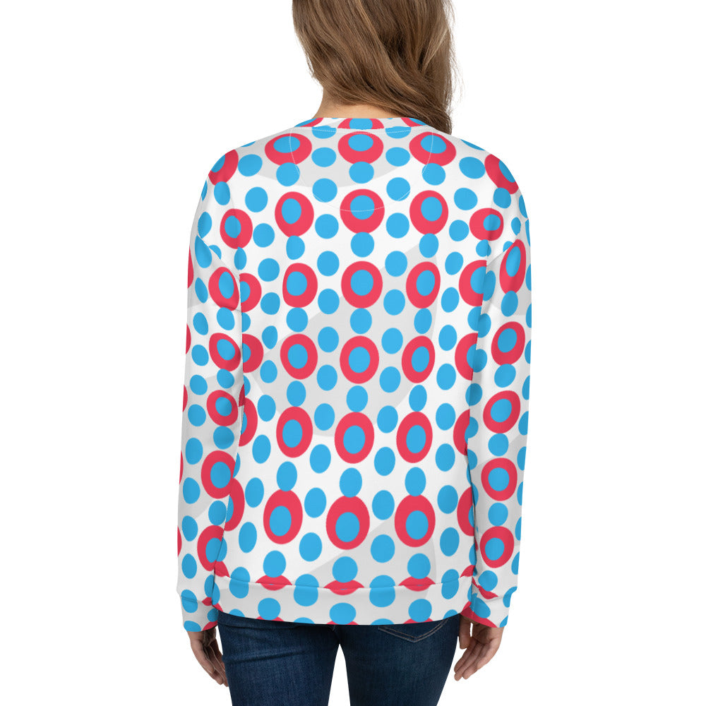 All-Over Print Recycled Unisex Sweatshirt Circles Deep Sky Blue for Woman