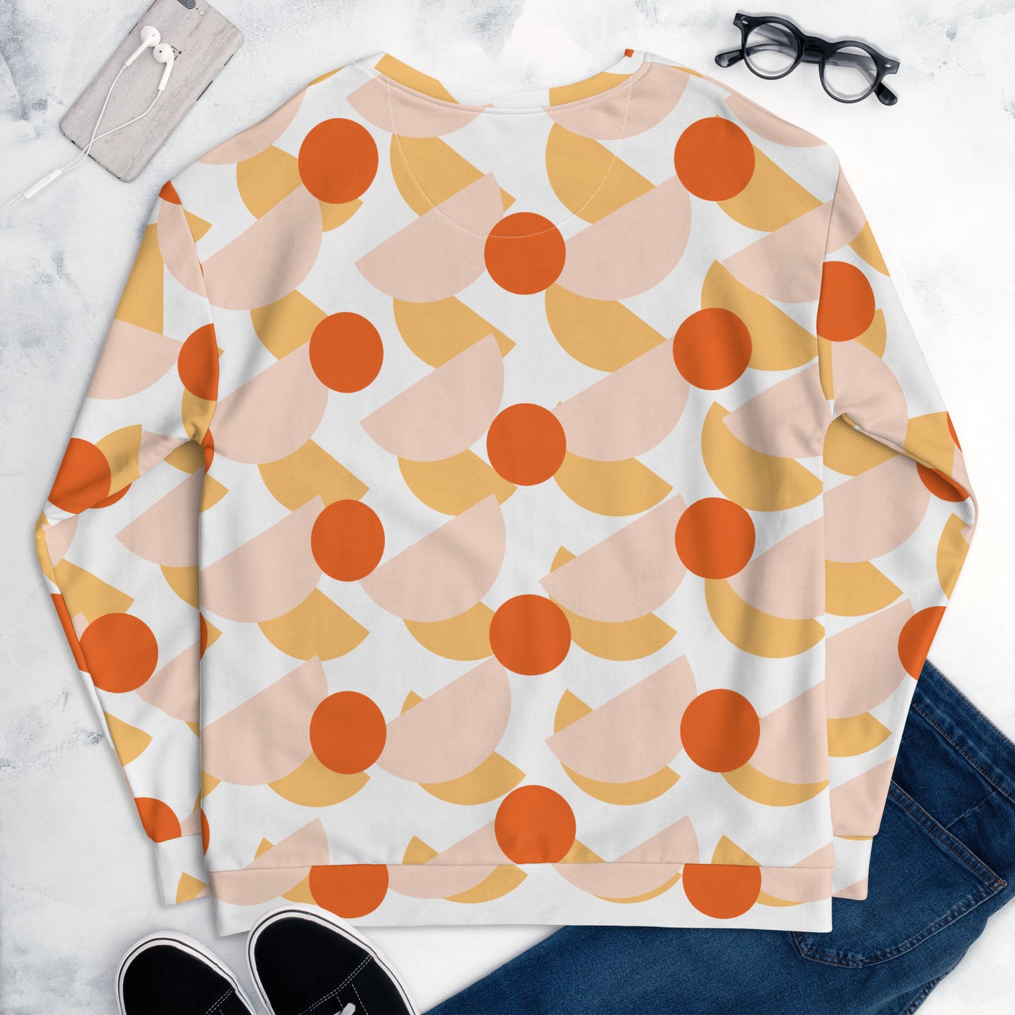 All-Over Print Recycled Unisex Sweatshirt Mushrooms Sandy Beach for Man
