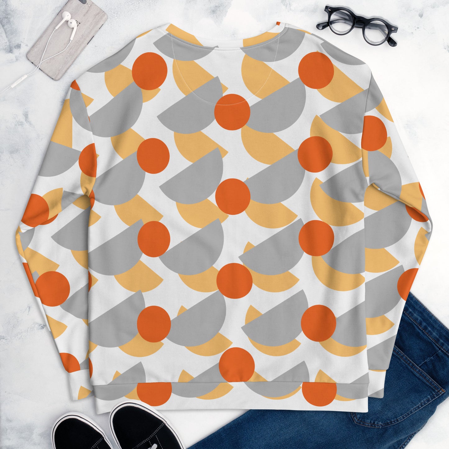 All-Over Print Recycled Unisex Sweatshirt Mushrooms Silver for Man