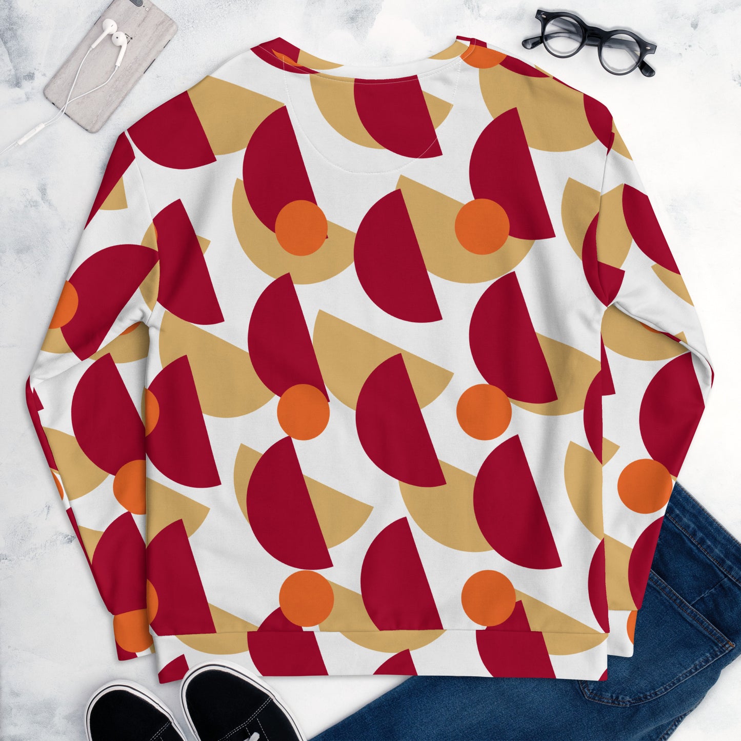 All-Over Print Recycled Unisex Sweatshirt Mushrooms Carmine for Man