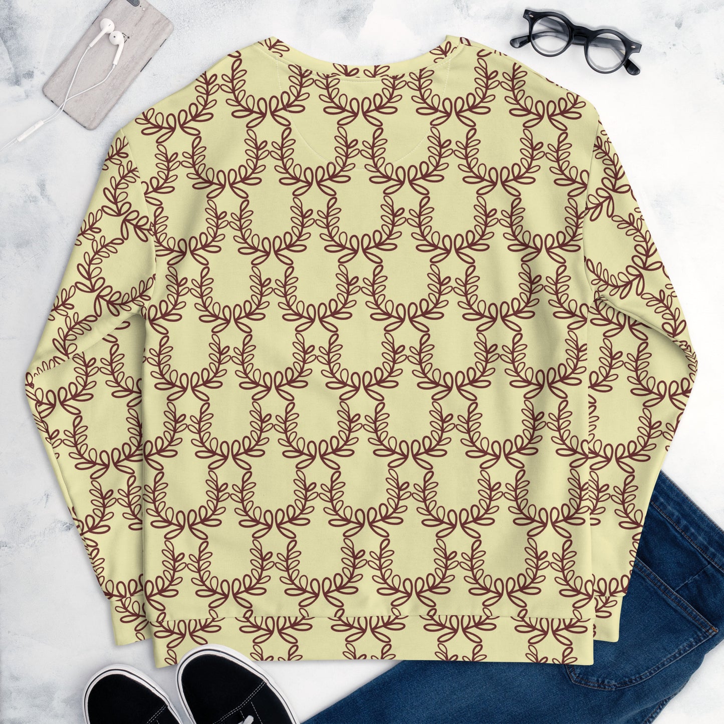 All-Over Print Recycled Unisex Sweatshirt Laurel Leaf Crown Cumulus for Man
