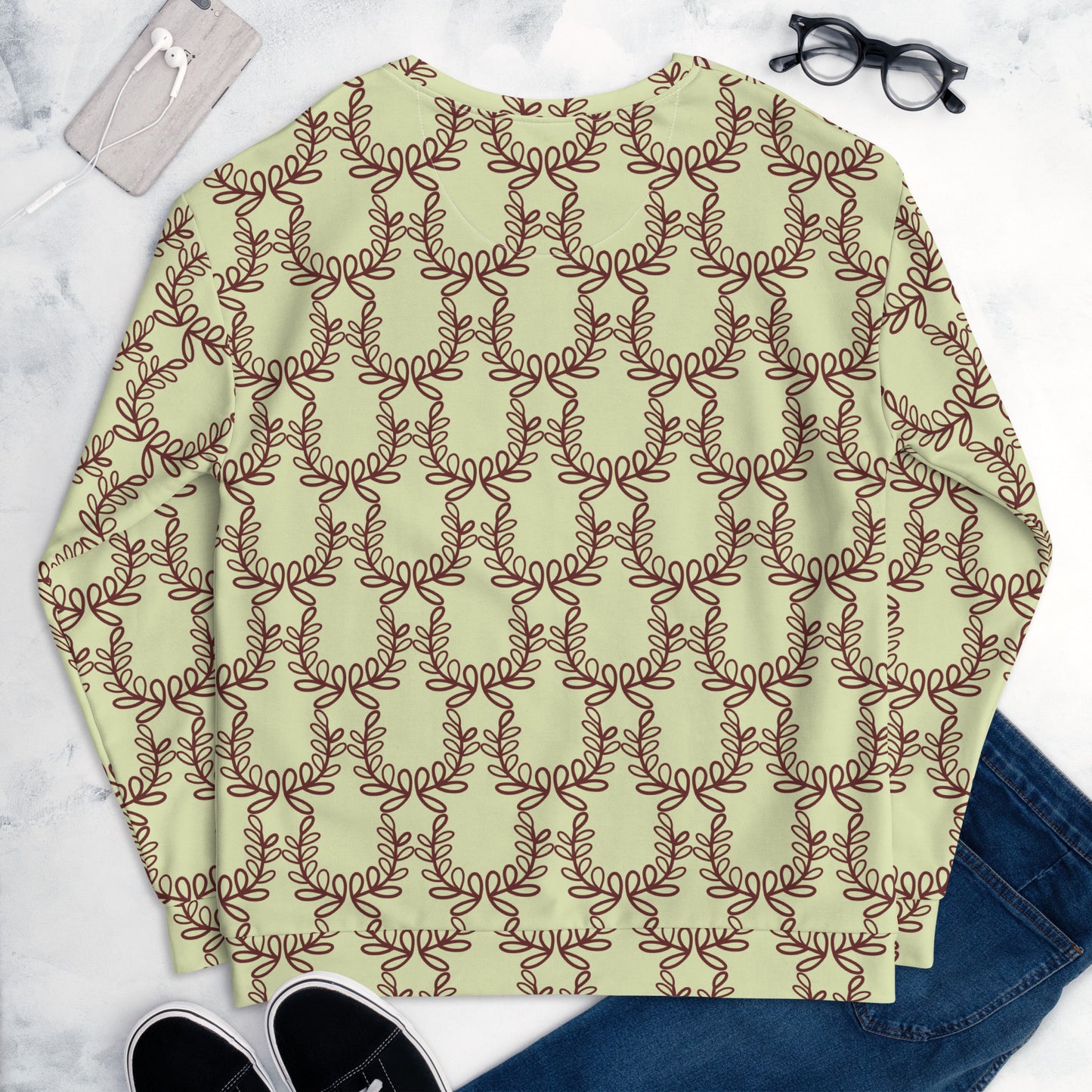All-Over Print Recycled Unisex Sweatshirt Laurel Leaf Crown Snow Flurry for Man