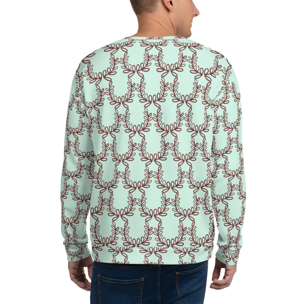 All-Over Print Recycled Unisex Sweatshirt Laurel Leaf Crown Melrose Humming Bird for Man