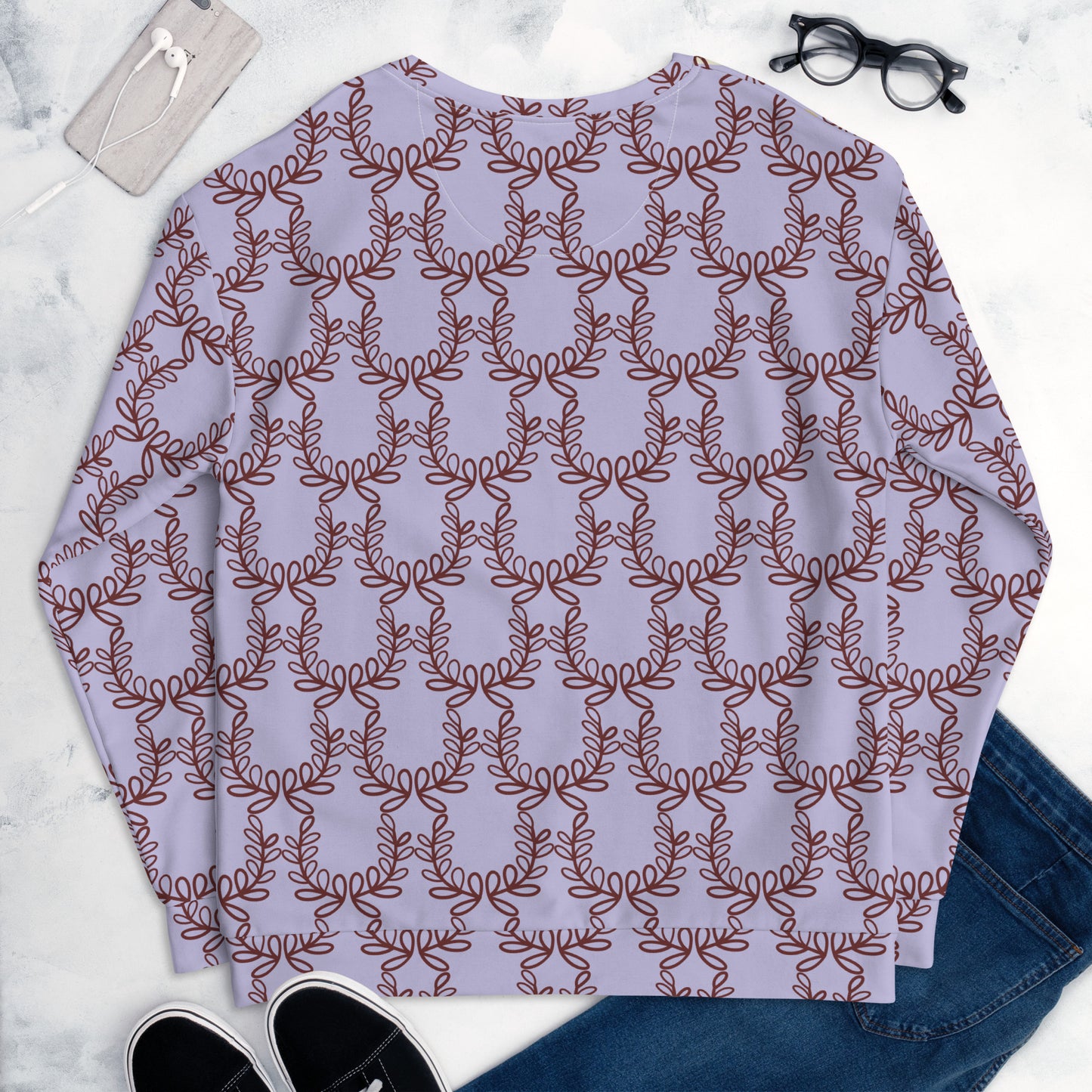 All-Over Print Recycled Unisex Sweatshirt Laurel Leaf Crown Melrose for Man