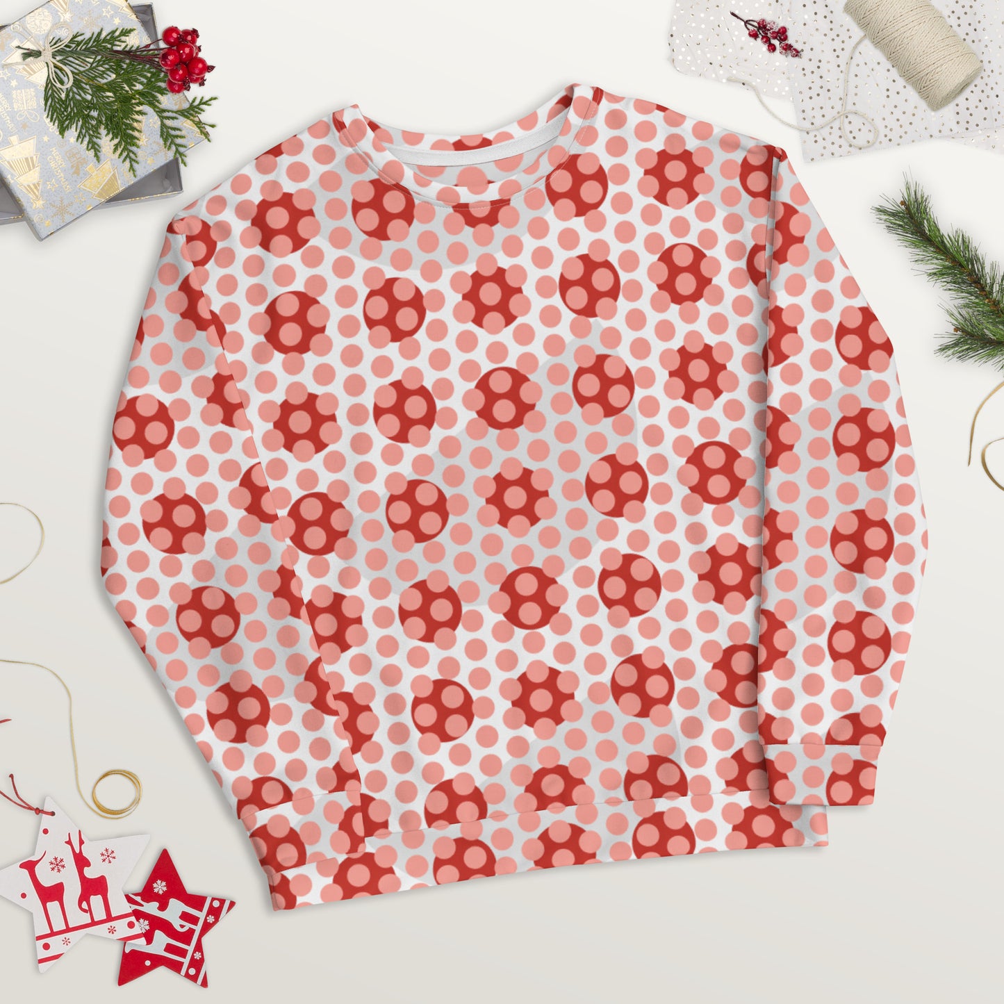 All-Over Print Recycled Unisex Sweatshirt Polka-dot Rose Bud for Women