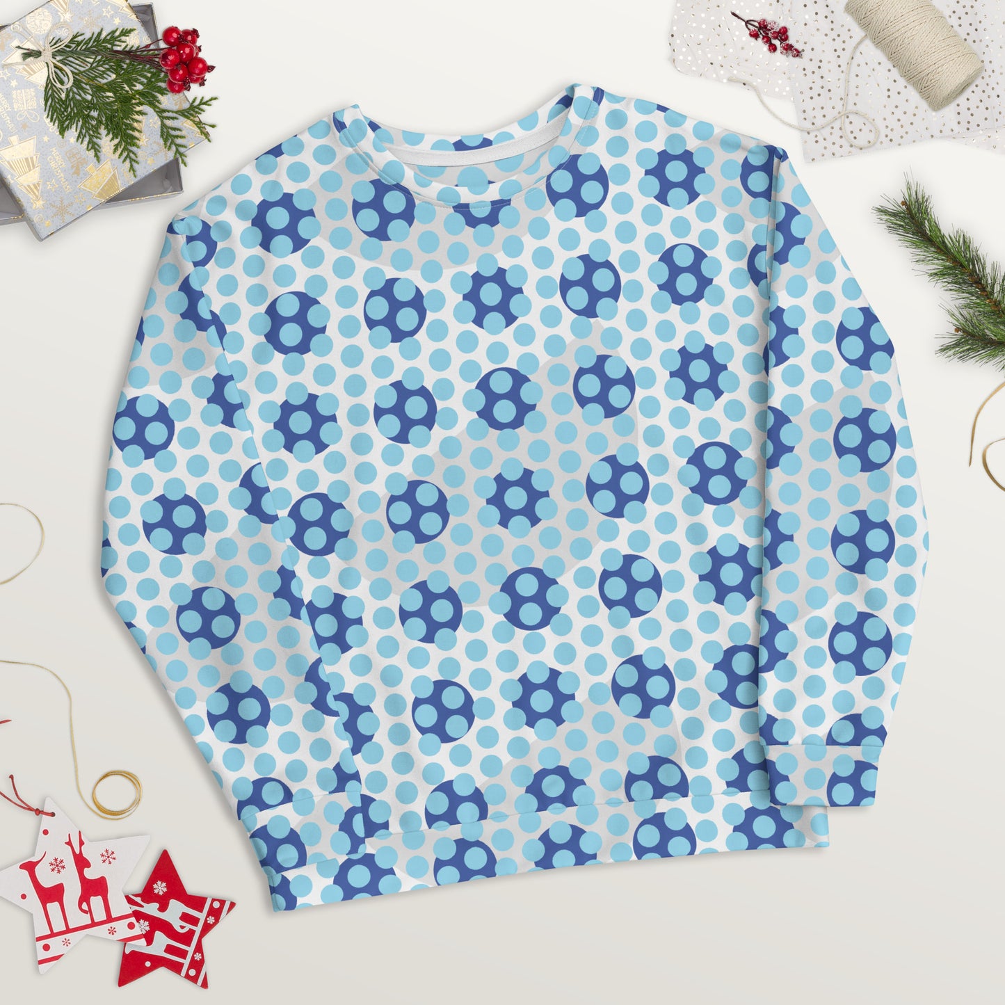 All-Over Print Recycled Unisex Sweatshirt Polka-dot Columbia Blue for Woman