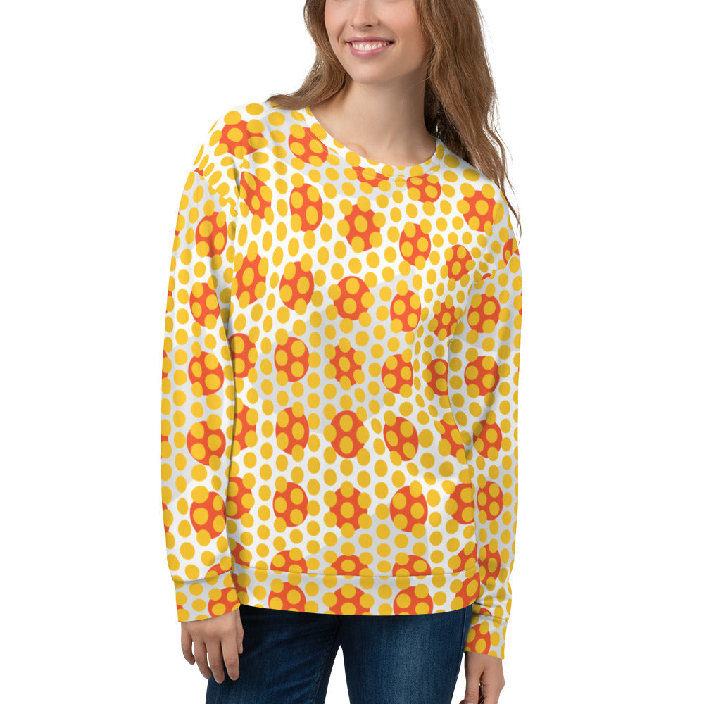 All-Over Print Recycled Unisex Sweatshirt Polka-dot Yellow for Woman