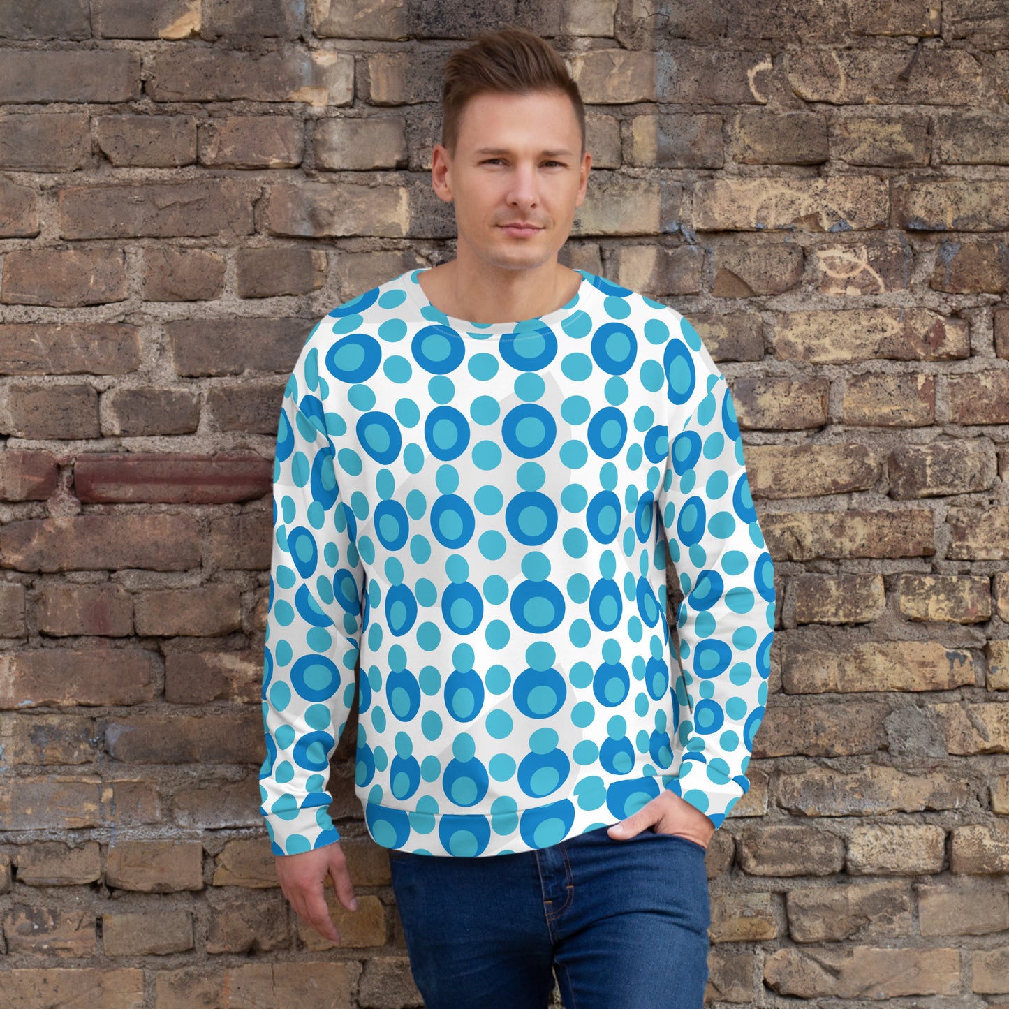 All-Over Print Recycled Unisex Sweatshirt Circles Bright Summer Sky for Man