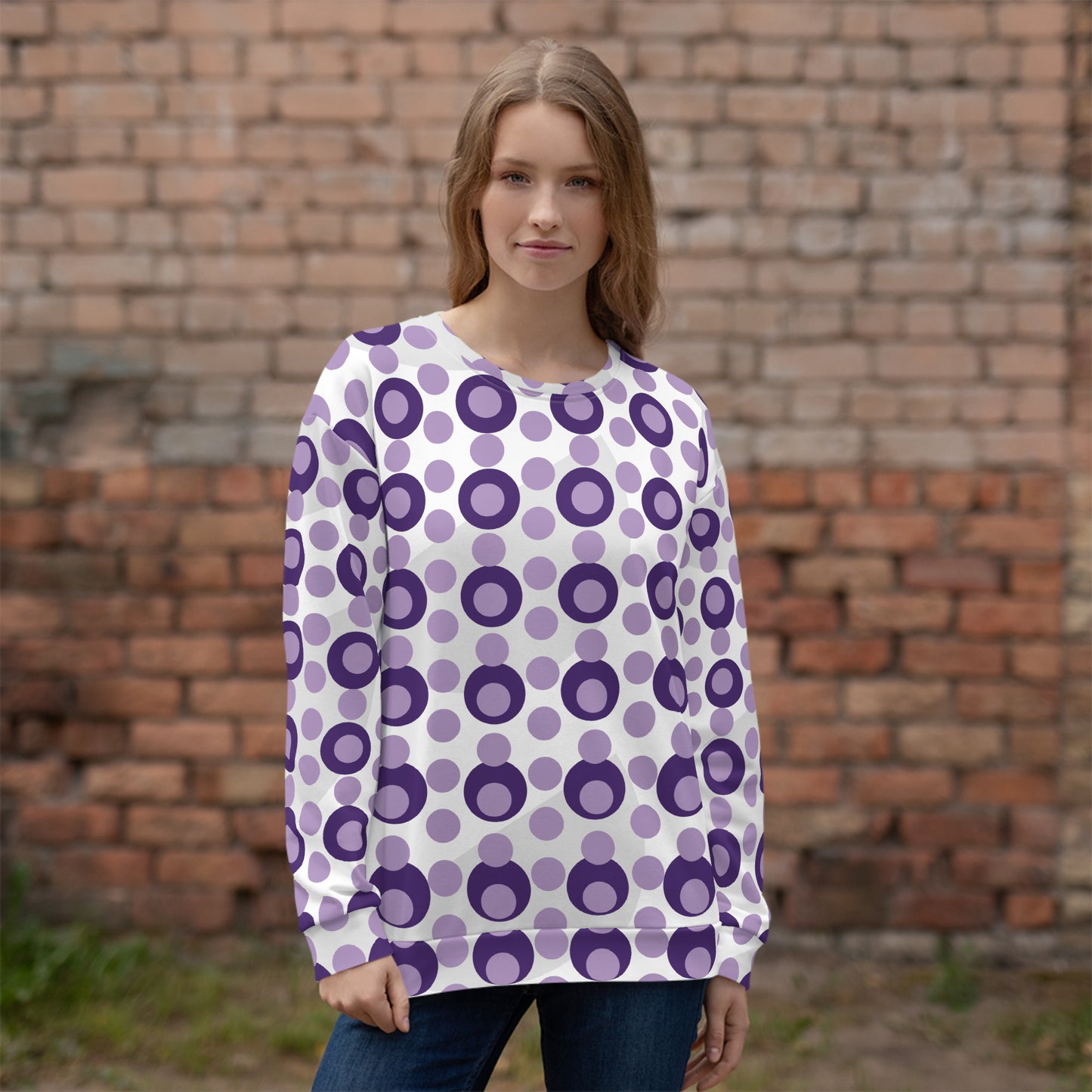 All-Over Print Recycled Unisex Sweatshirt Circles East Side for Woman