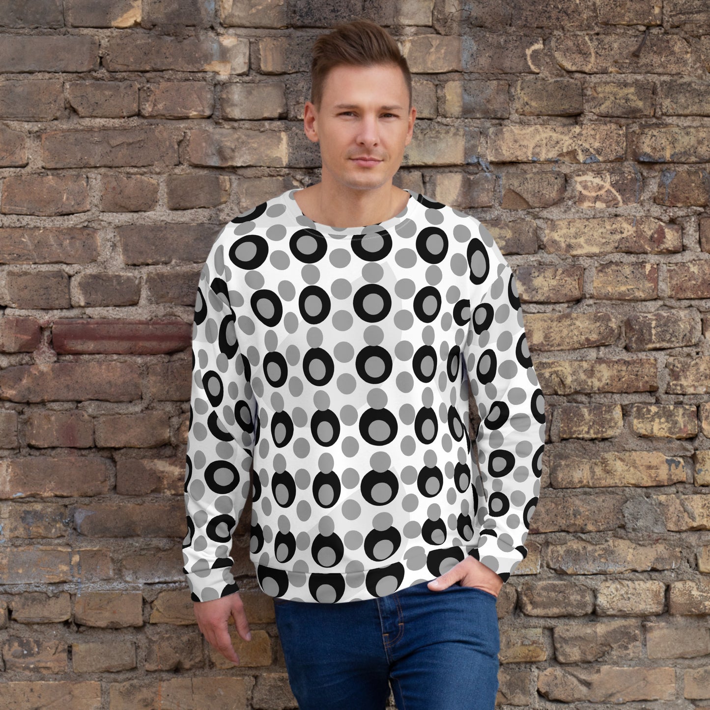 All-Over Print Recycled Unisex Sweatshirt Circles Nobel for Man