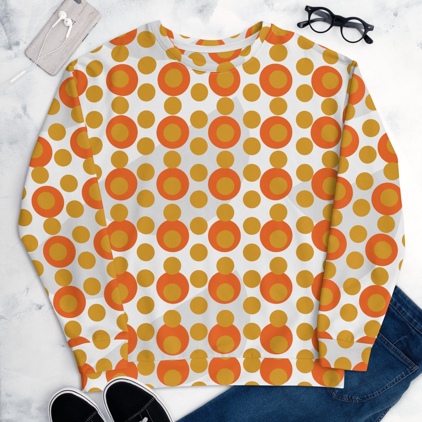 All-Over Print Recycled Unisex Sweatshirt Circles Buttercup for Woman