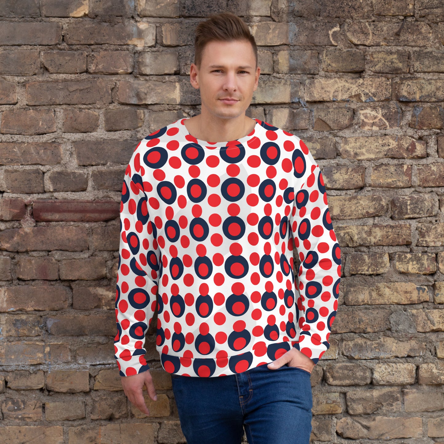 All-Over Print Recycled Unisex Sweatshirt Circle Alizarin for Man